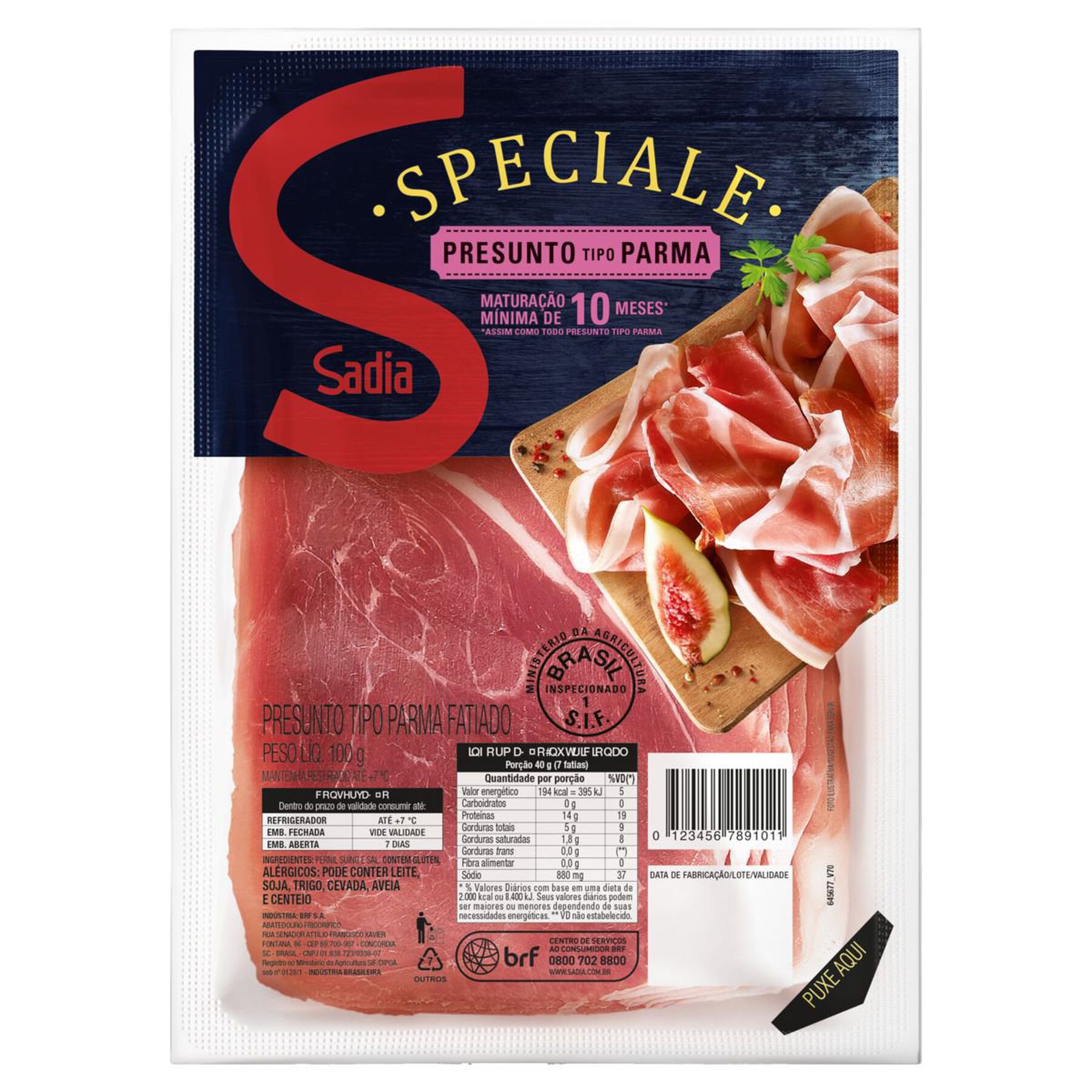 Presunto Parma Fatiado Sadia Speciale 100g