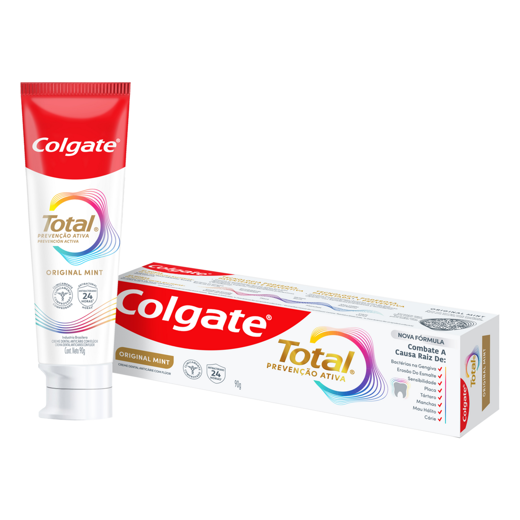 Creme Dental Original Mint Total Prevenção Ativa Colgate Caixa 90g