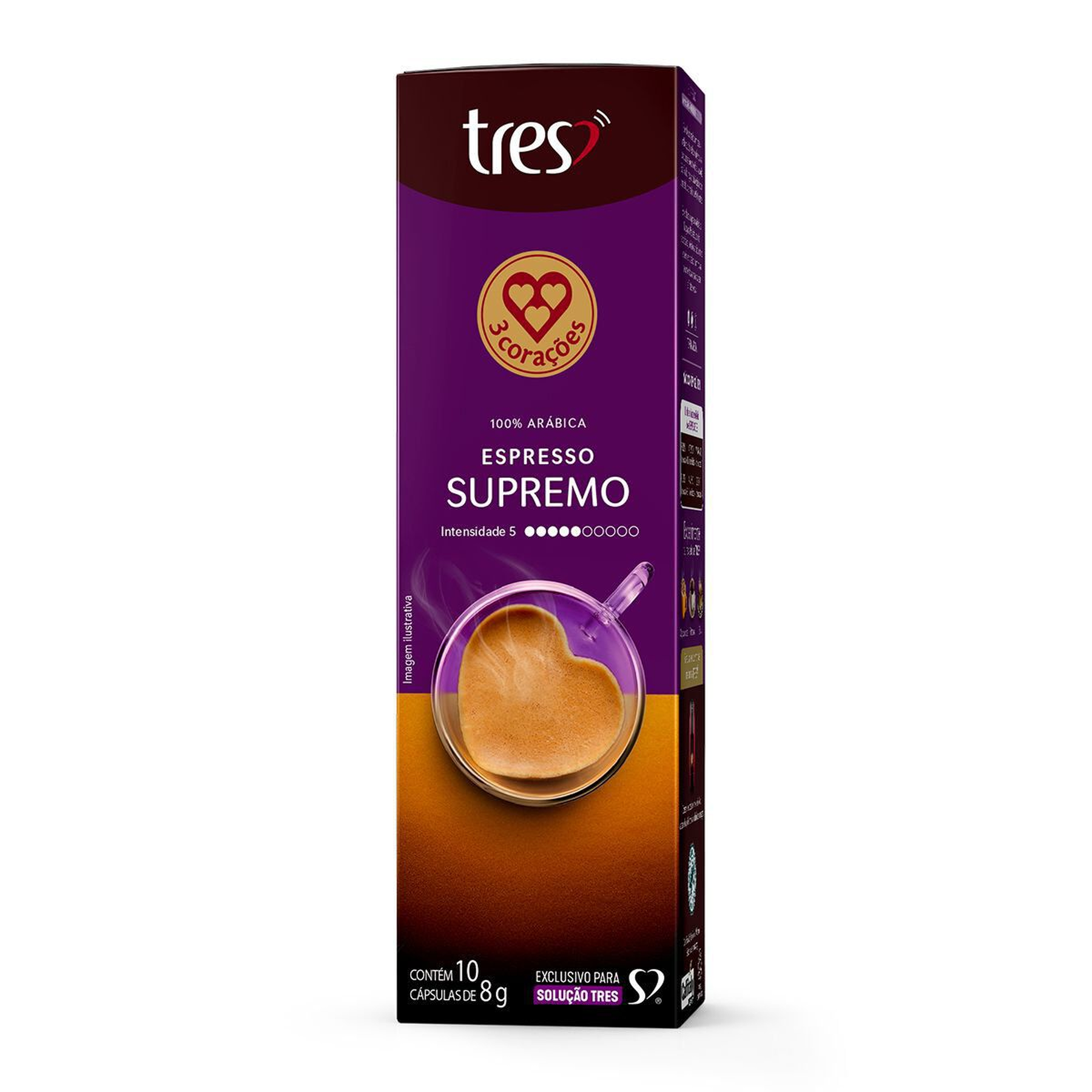 Caf&eacute; em C&aacute;psula Torrado e Mo&iacute;do Espresso Supremo Tres Caixa 80g C/10 Unidades&nbsp;