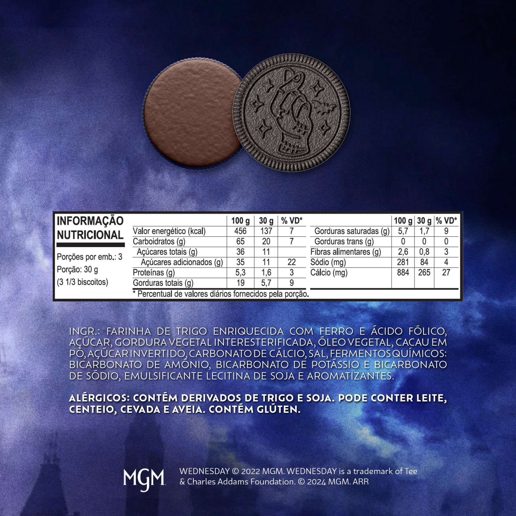 Biscoito Chocolate Recheio Chocolate Oreo Pacote 90g