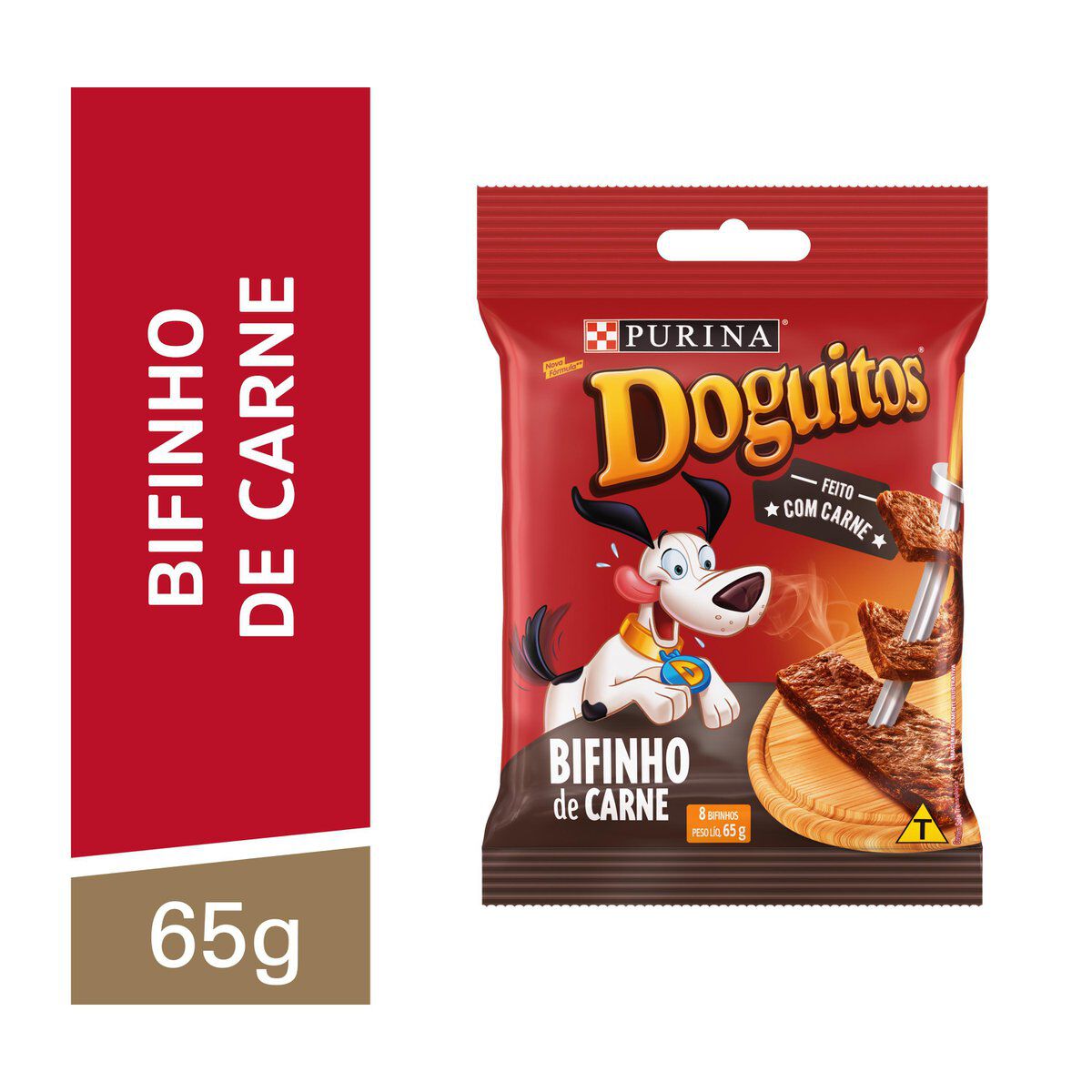 Petisco para C&atilde;es Bifinho de Carne Purina Doguitos Pacote 65g