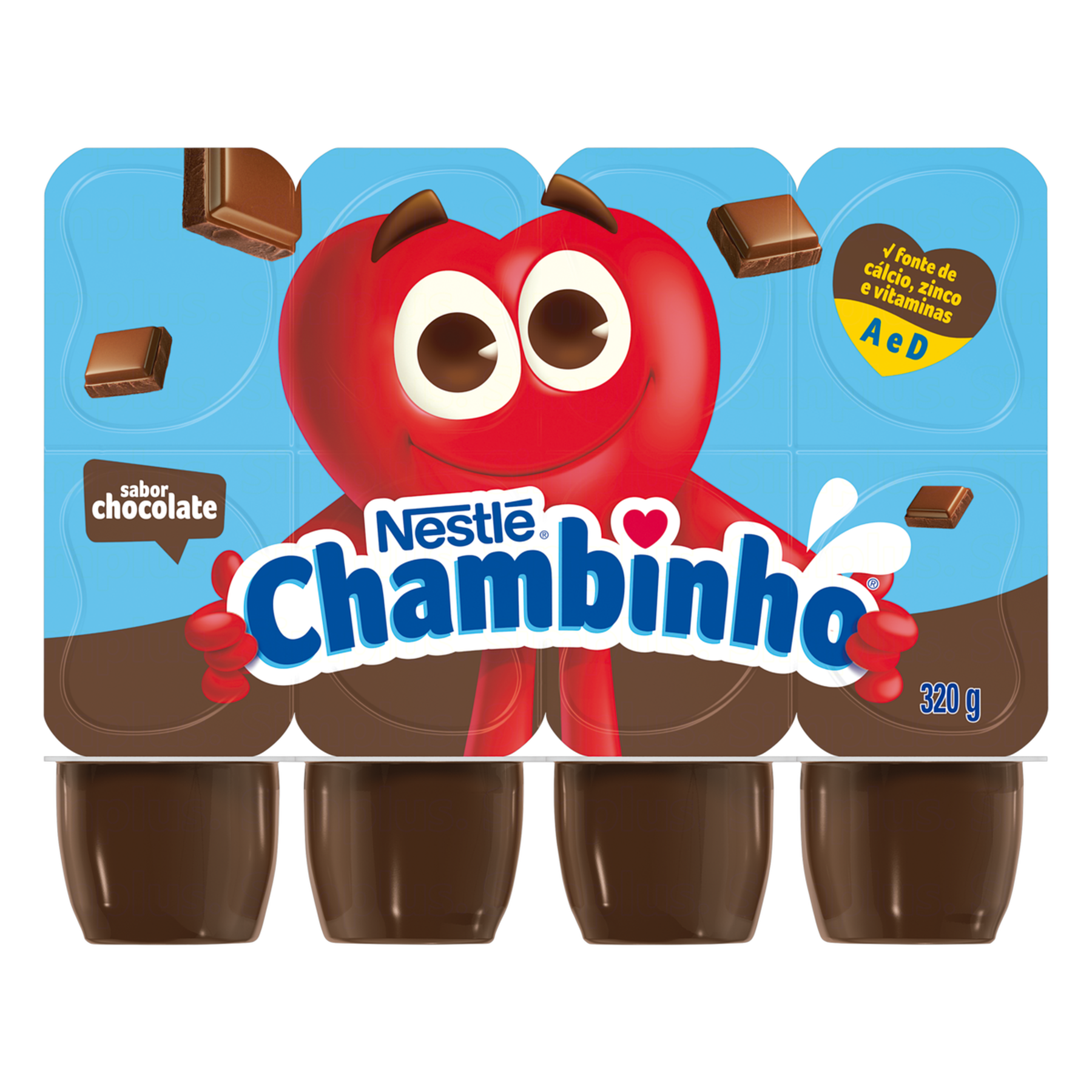 Chambinho de Chocolate Nestlé Sobremesa Láctea Bandeja 320g 8 Unidades