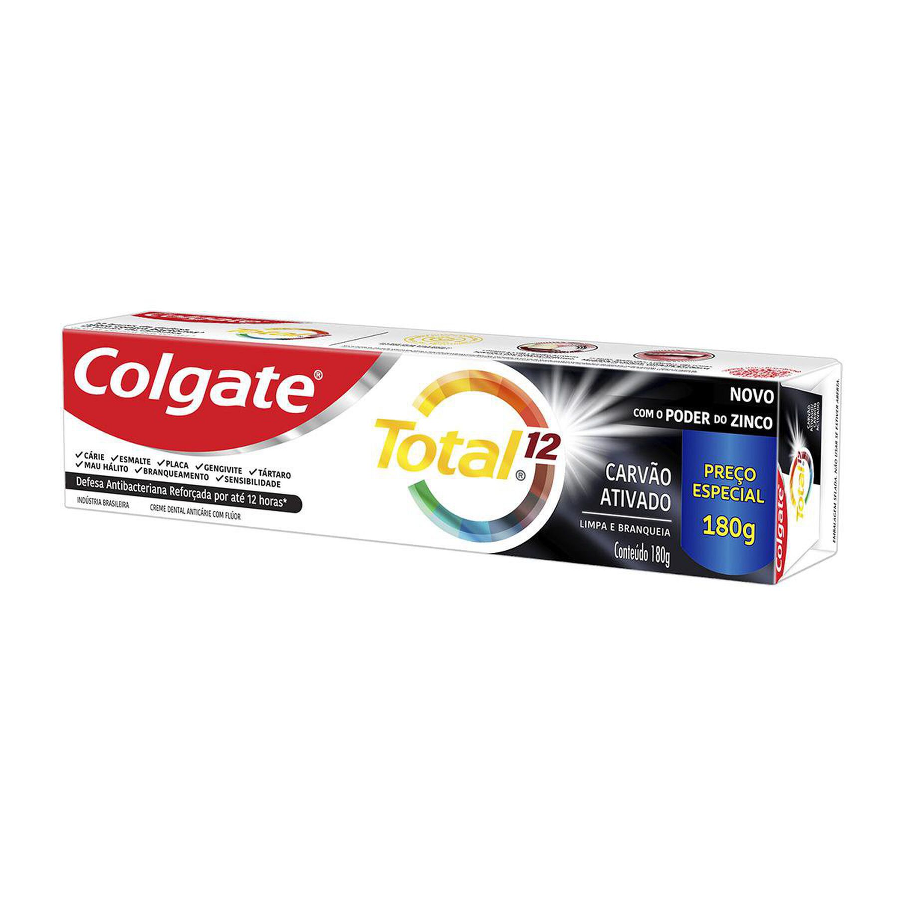 Creme Dental Colgate Total 12 Carvão Ativado 180g