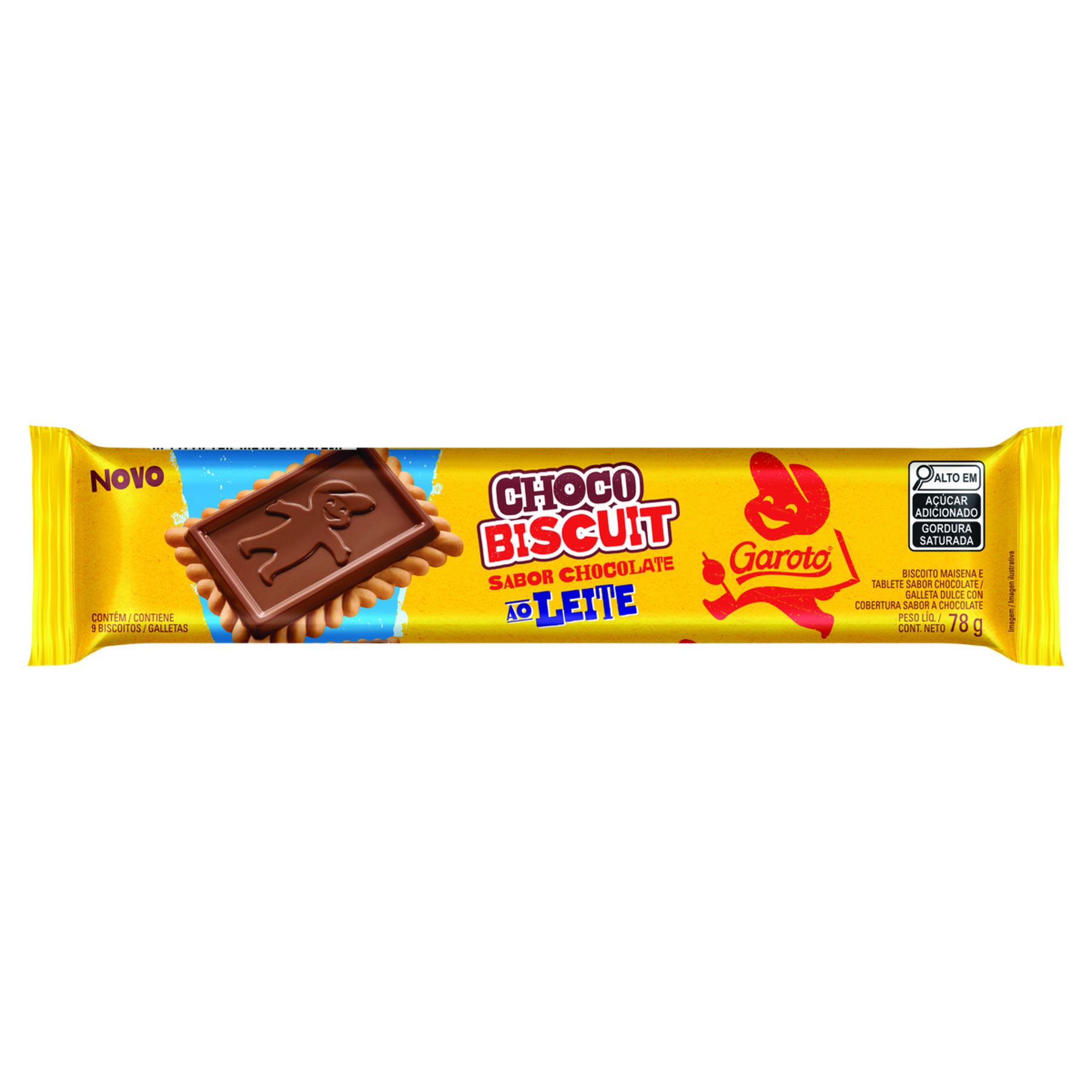 Biscoito Maisena Chocolate ao Leite Choco Biscuit Garoto Pacote 78g