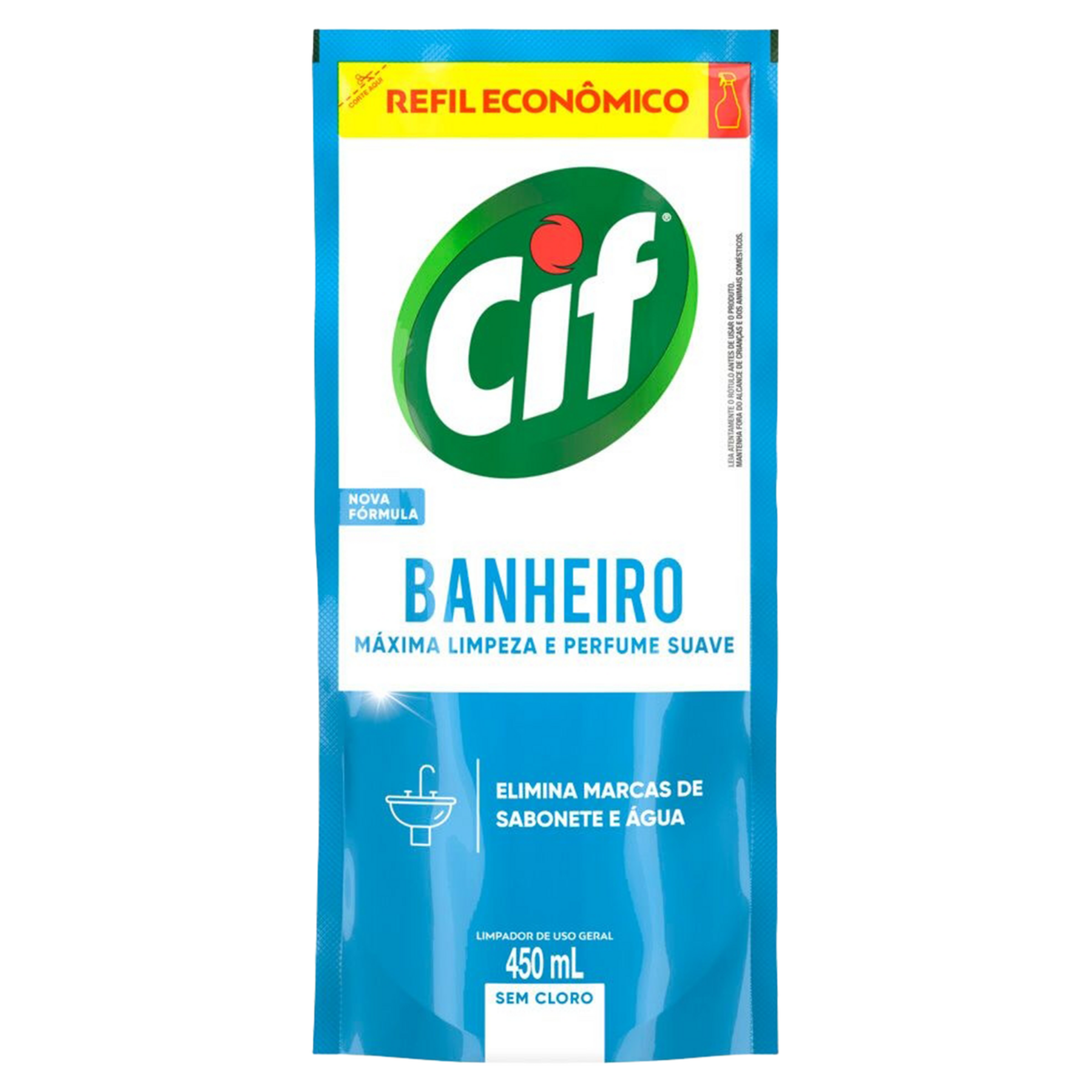 Limpador Banheiro Cif Sach&ecirc; 450ml Refil Econ&ocirc;mico