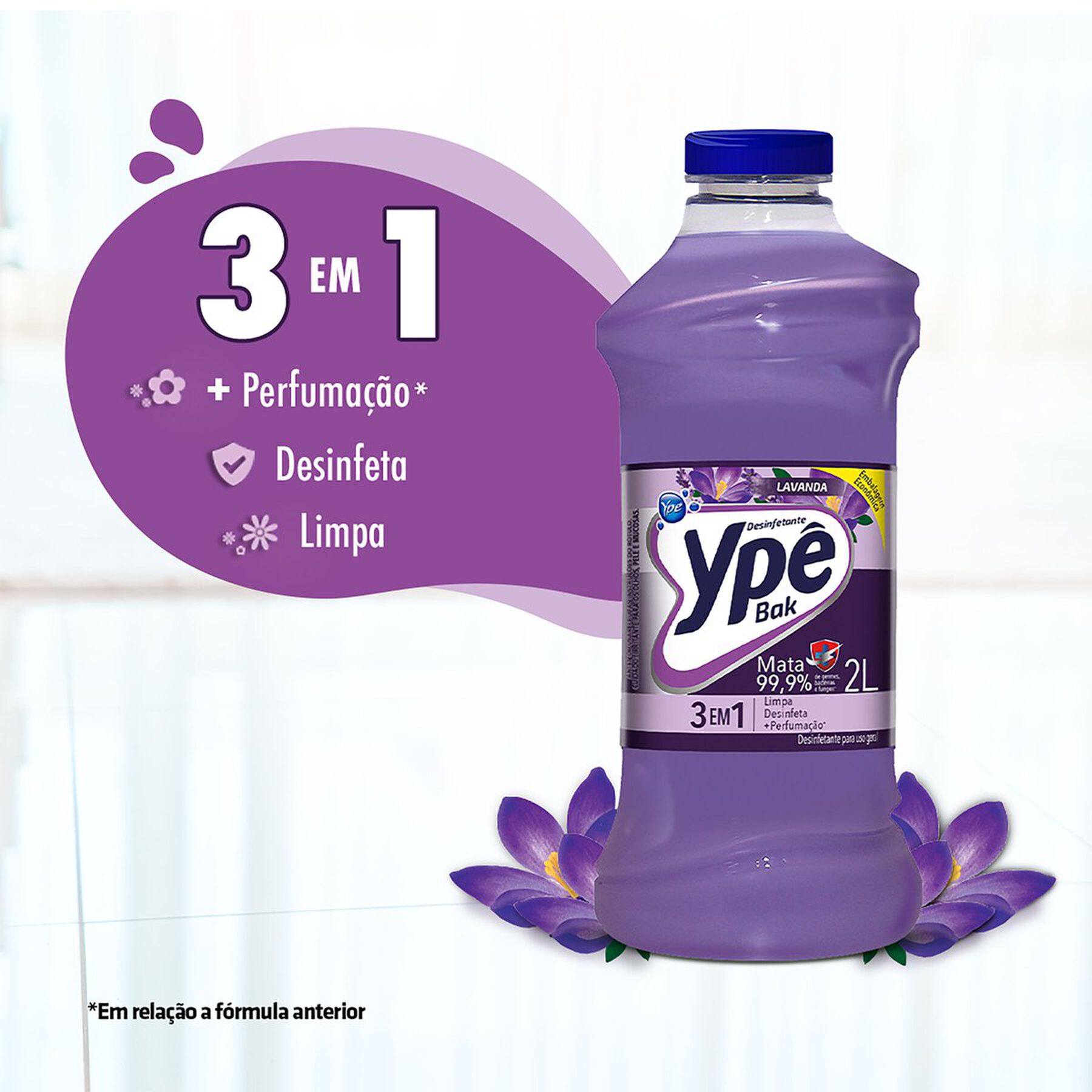 Desinfetante Uso Geral Lavanda Ypê Bak Frasco 2l