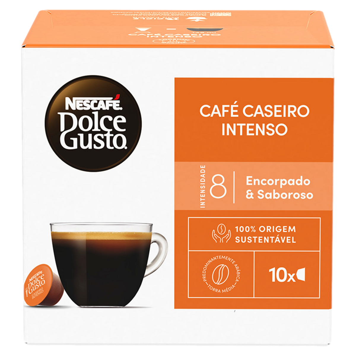 Caf&eacute; em C&aacute;psula Torrado e Mo&iacute;do Caseiro Intenso Dolce Gusto Nescaf&eacute; Caixa C/10 Unidades