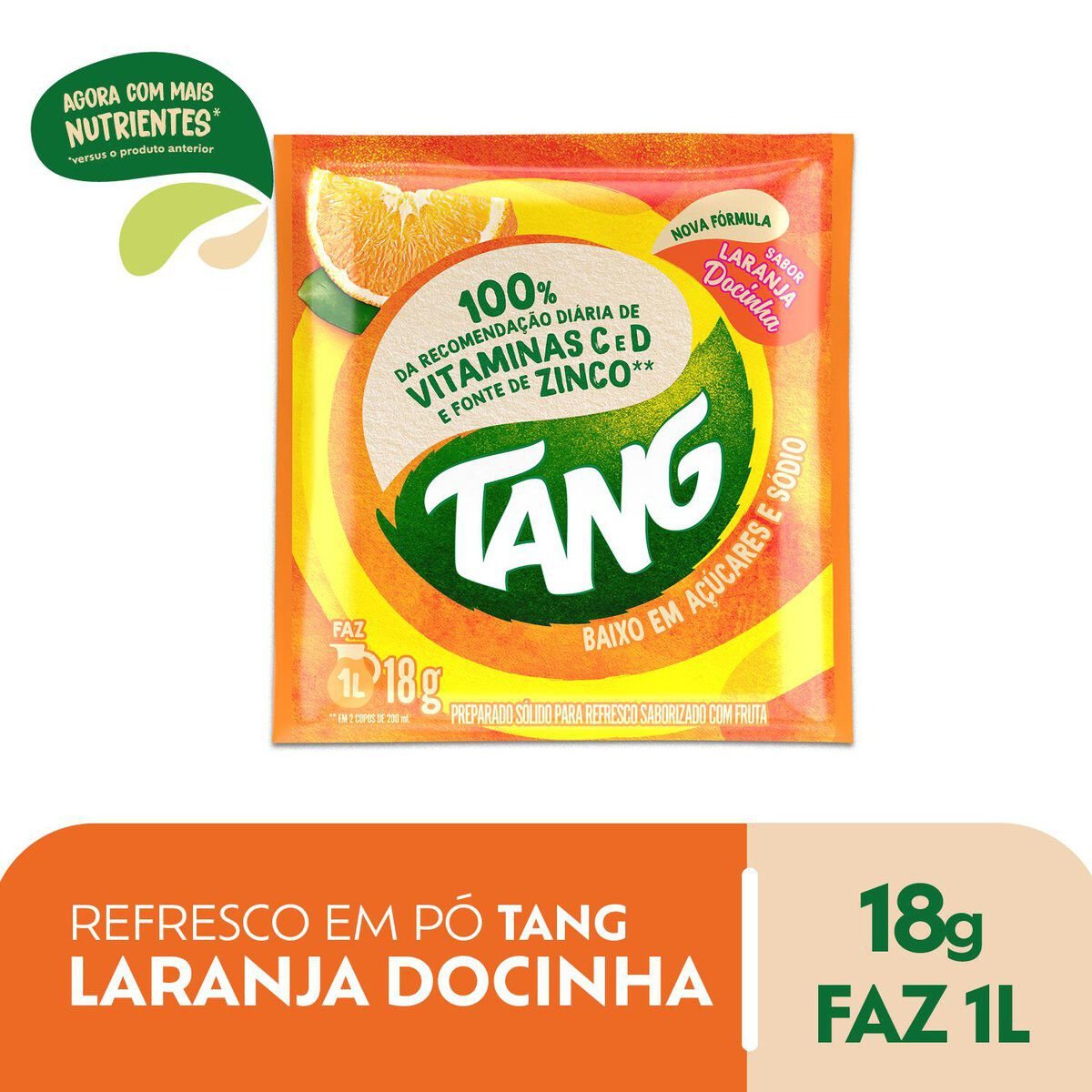 Refresco em P&oacute; Laranja Docinha Tang Pacote 18g