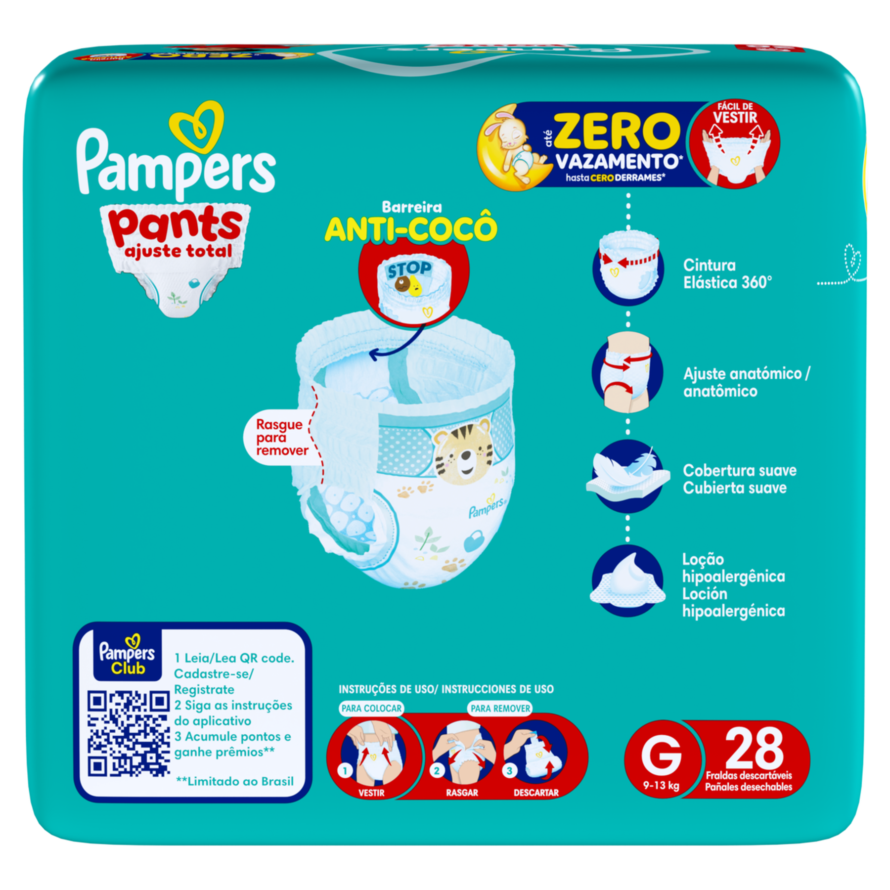 Fralda Descart&aacute;vel Infantil Pants Ajuste Total Pampers G Pacote C/28 Unidades