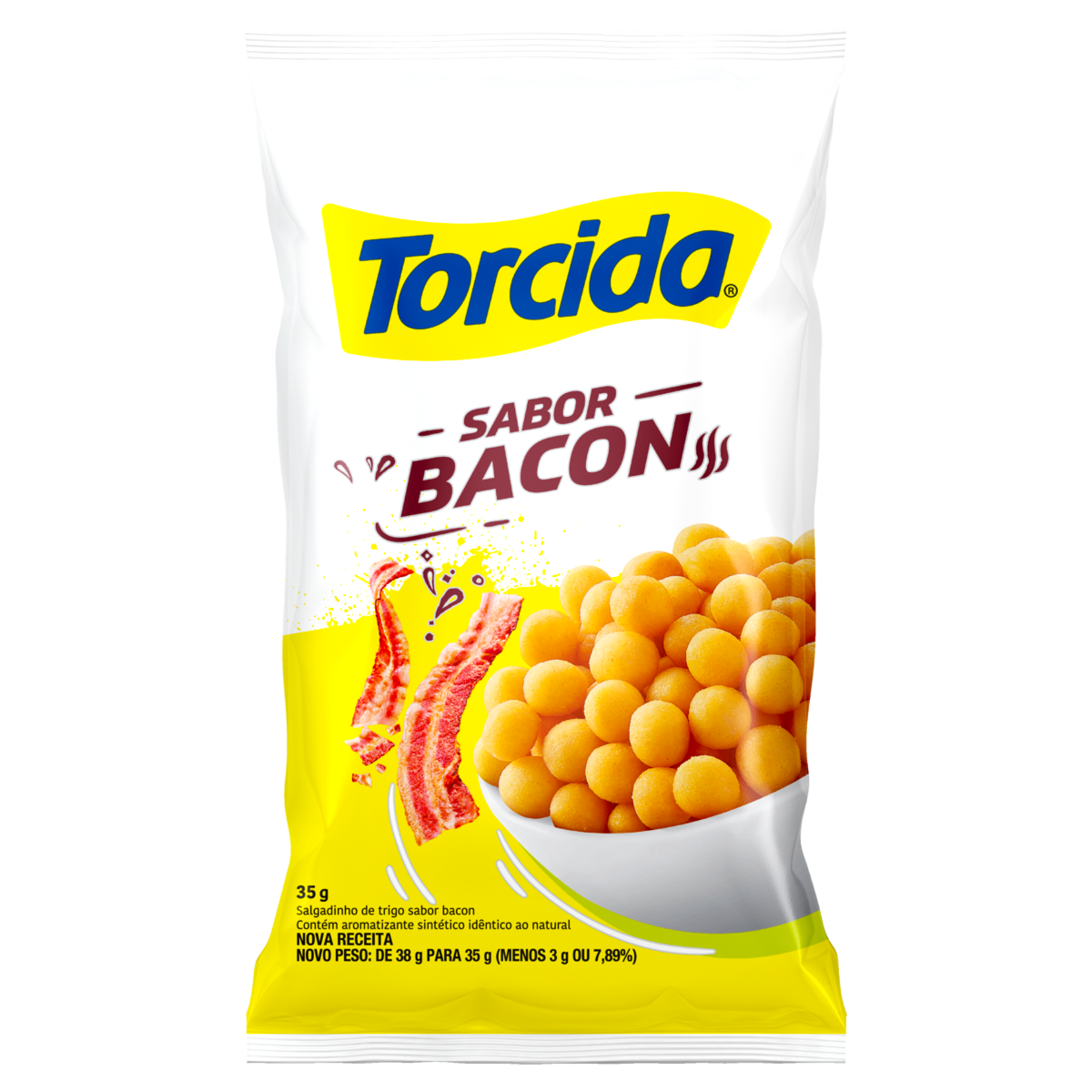 Salgadinho de Trigo Bolinha Bacon Torcida Pacote 35g