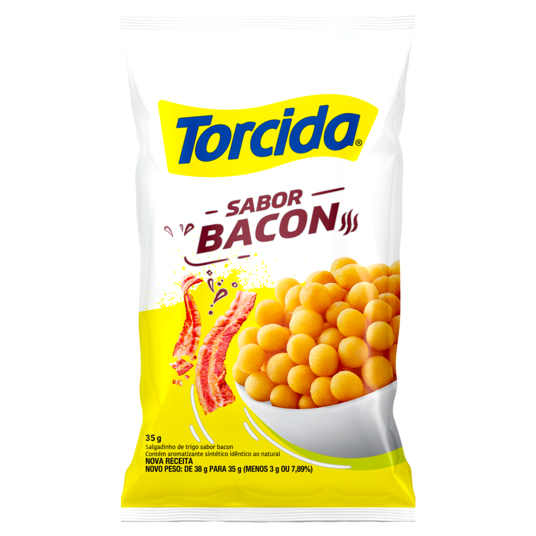 Salgadinho de Trigo Bolinha Bacon Torcida Pacote 35g