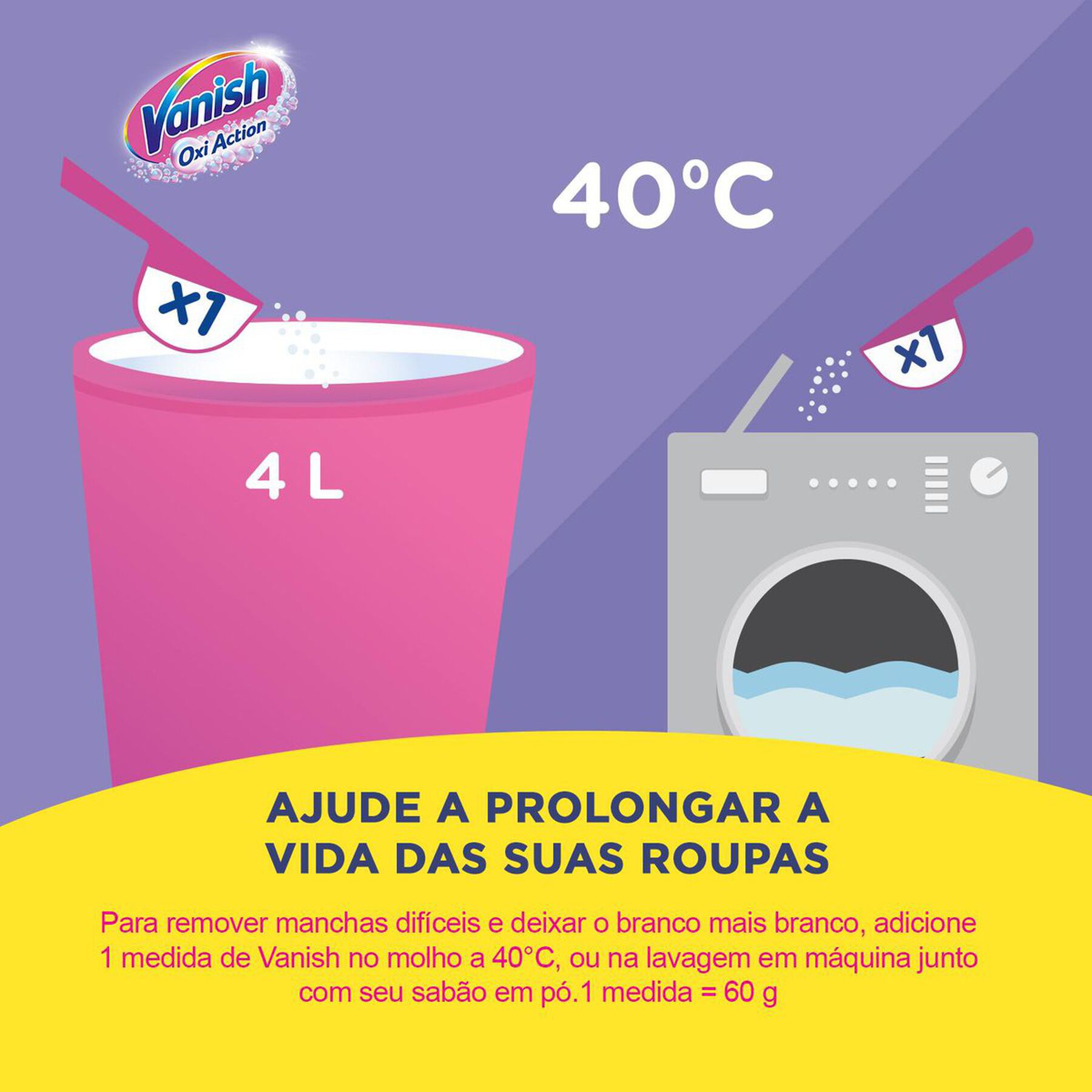 Tira-Manchas em Pó Roupas Brancas Crystal White Vanish Oxi Action Pote 450g