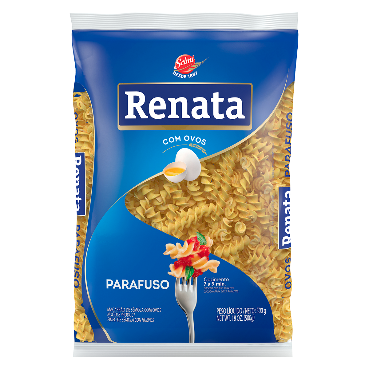 Macarr&atilde;o de S&ecirc;mola com Ovos Parafuso Renata Pacote 500g