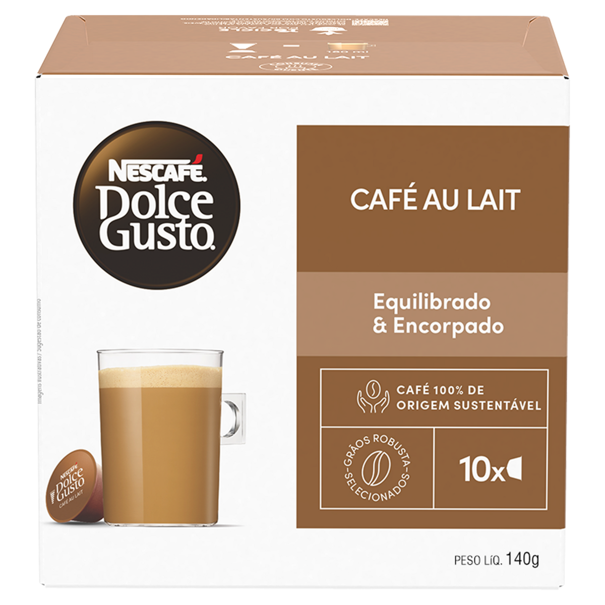 Caf&eacute; em C&aacute;psula Nescaf&eacute; Dolce Gusto Caf&eacute; Au Lait 10 C&aacute;psulas