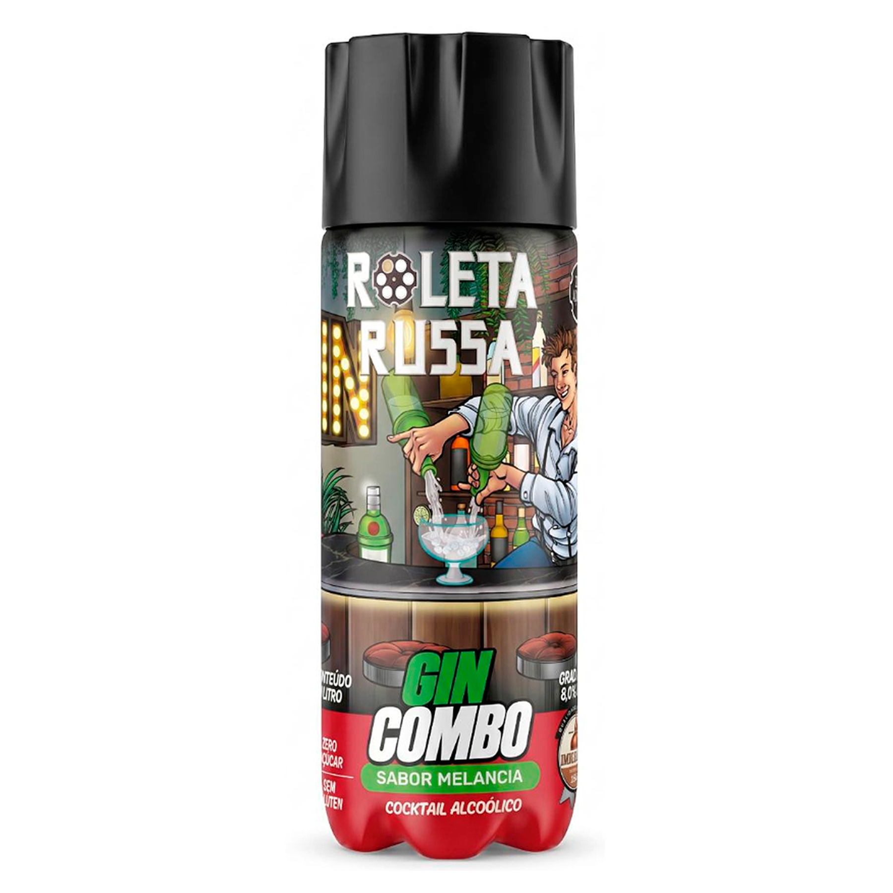 Bebida Mista Gin Combo Melancia Roleta Russa Garrafa 1l