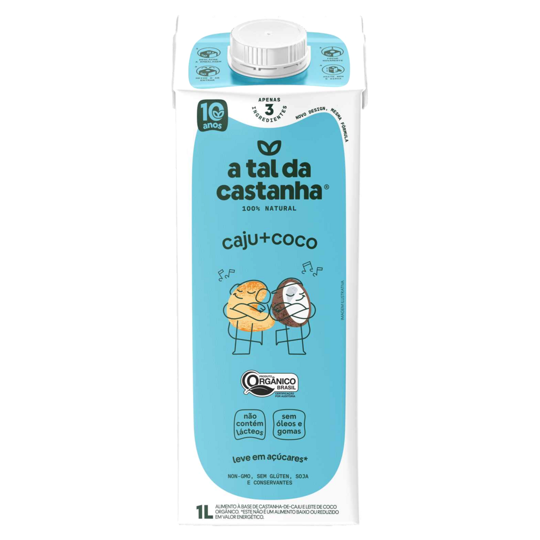Bebida &agrave; Base de Castanha-de-Caju e Coco Org&acirc;nica A Tal da Castanha Caixa 1l