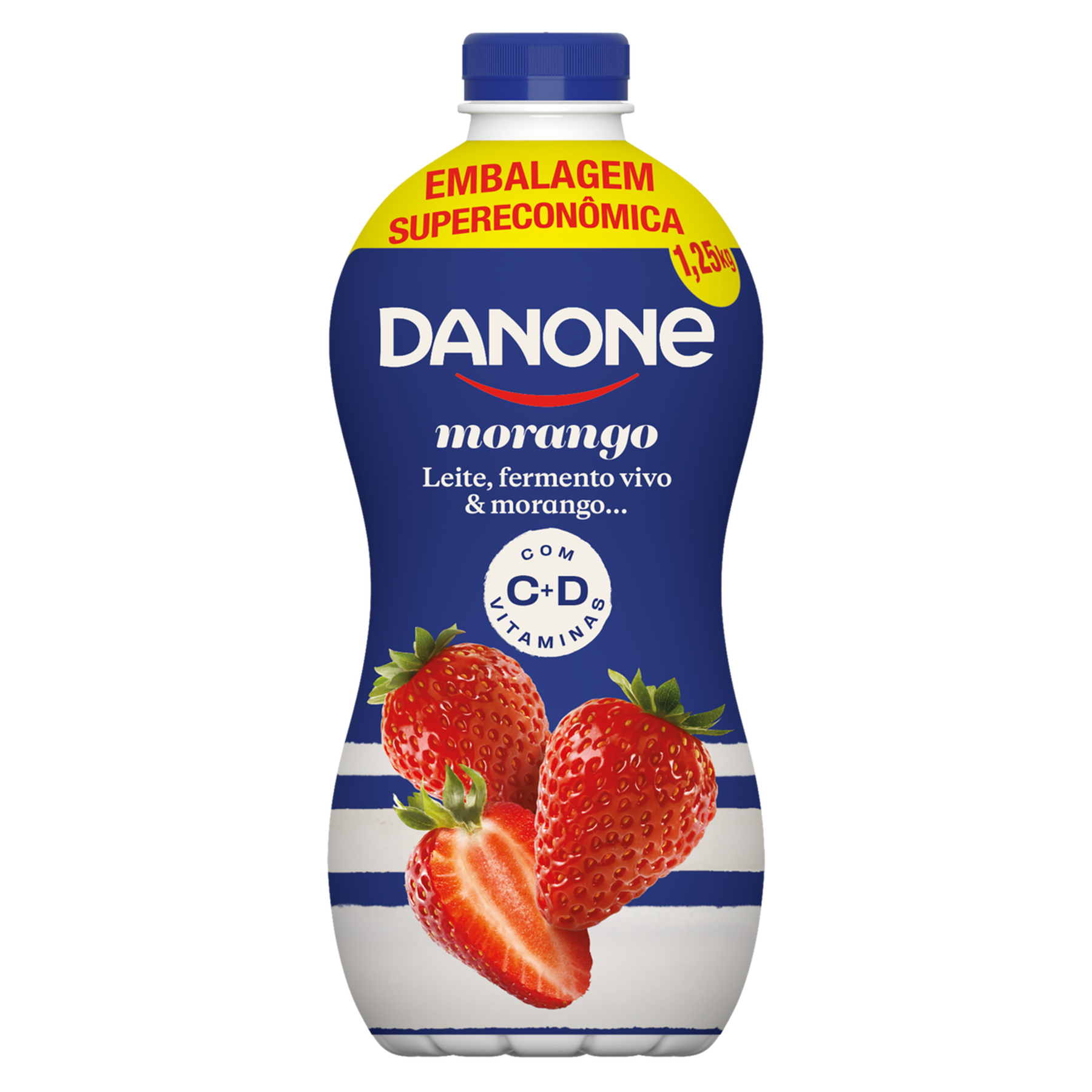 Iogurte Parcialmente Desnatado Morango Danone Garrafa 1,25kg