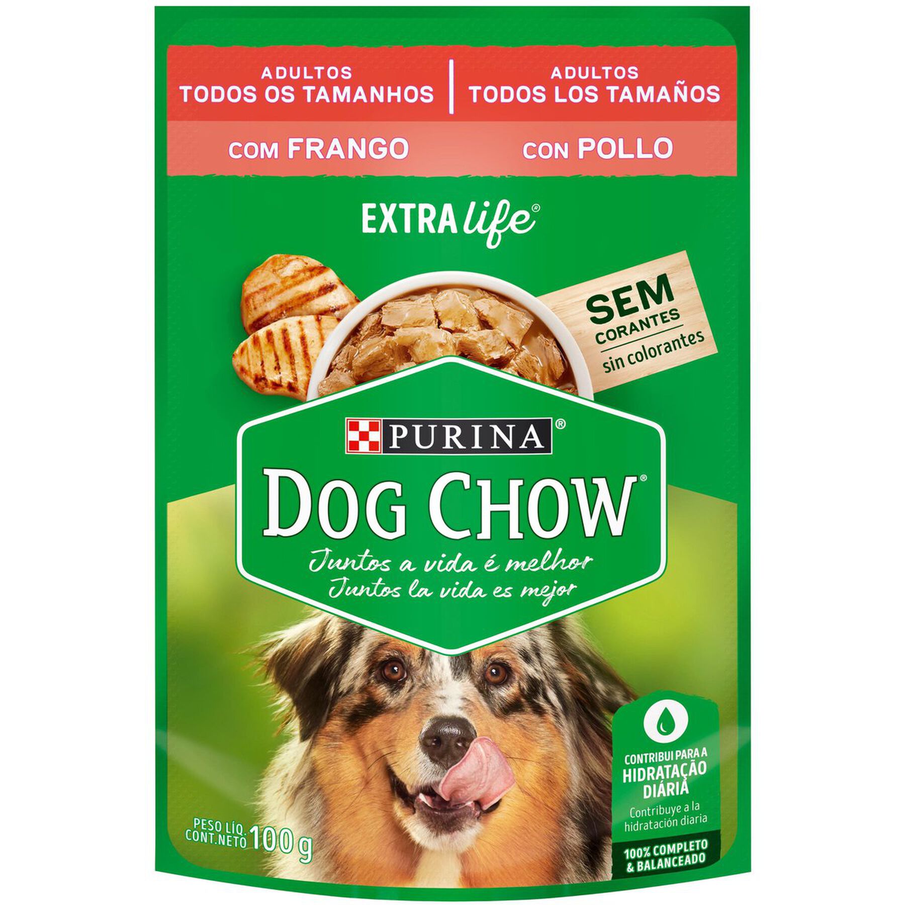 Alimento para Cães Adultos Frango Dog Chow Extra Life Purina Sachê 100g