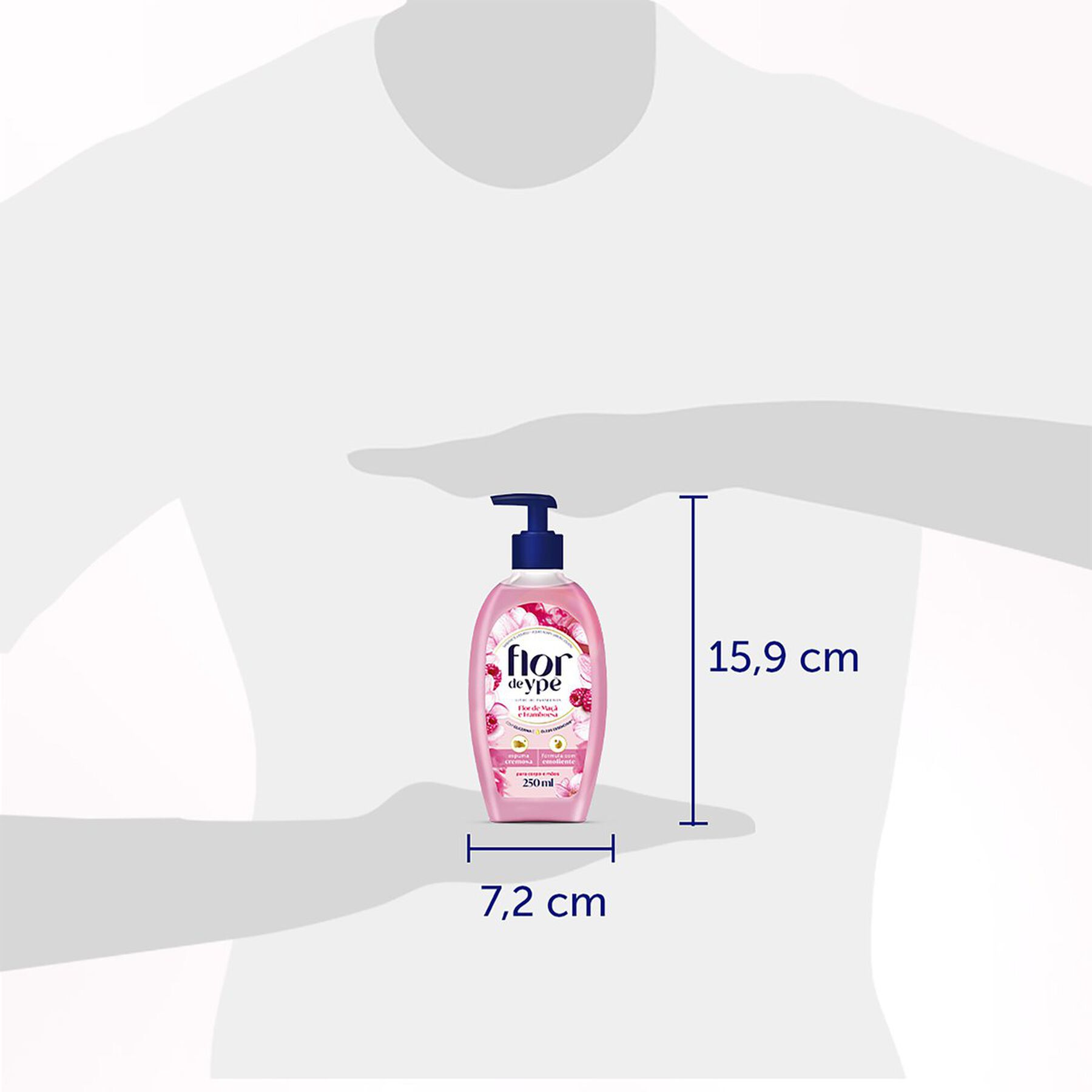 Sabonete L&iacute;quido Corpo e M&atilde;os Flor de Ma&ccedil;&atilde; e Framboesa Flor de Yp&ecirc; Frasco Pump 250ml