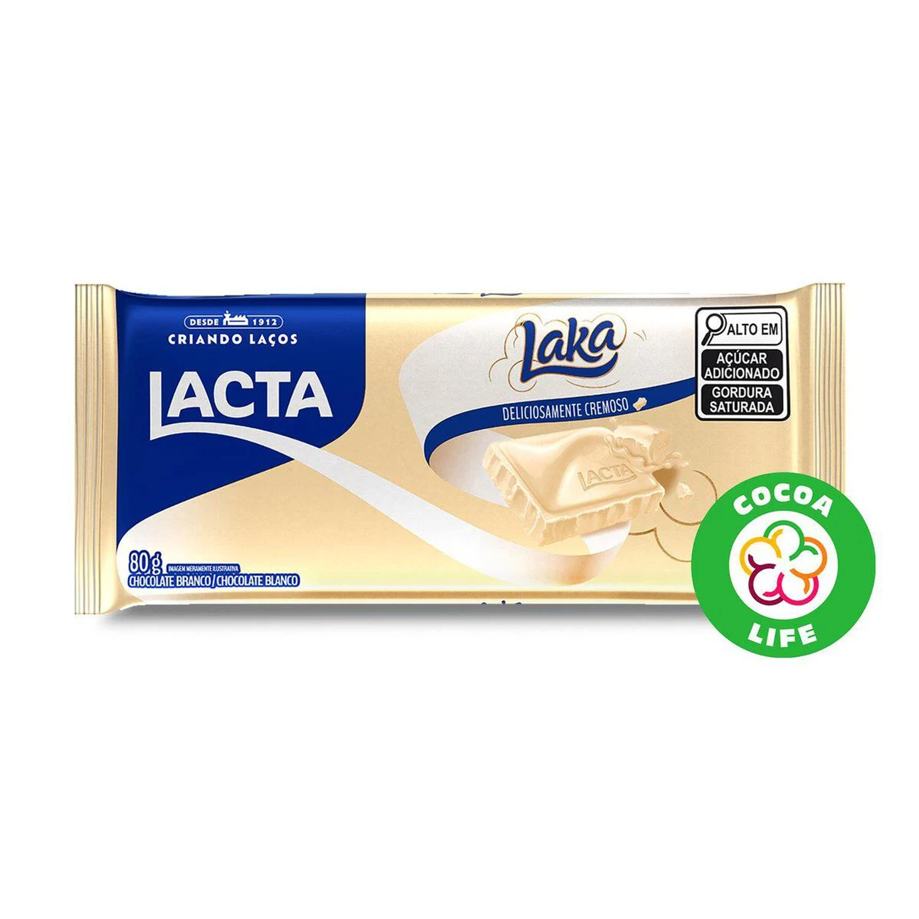 Chocolate Branco Laka Lacta Pacote 80g&nbsp;