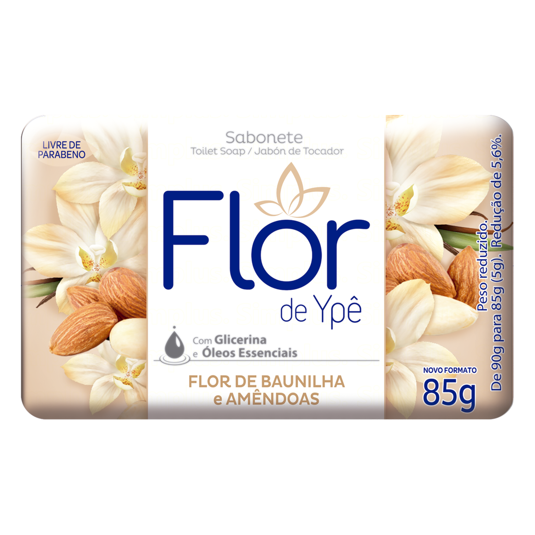 Sabonete em Barra Flor de Baunilha e Amêndoas Flor de Ypê Envoltório 85g