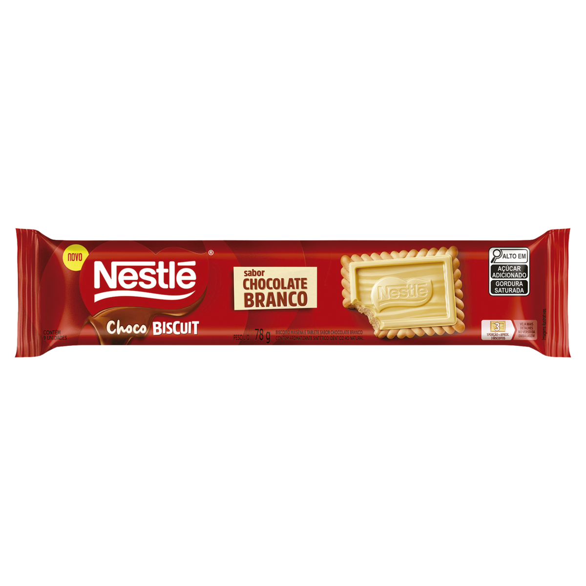 Biscoito com Chocolate Branco Choco Biscuit Nestl&eacute; Pacote 78g