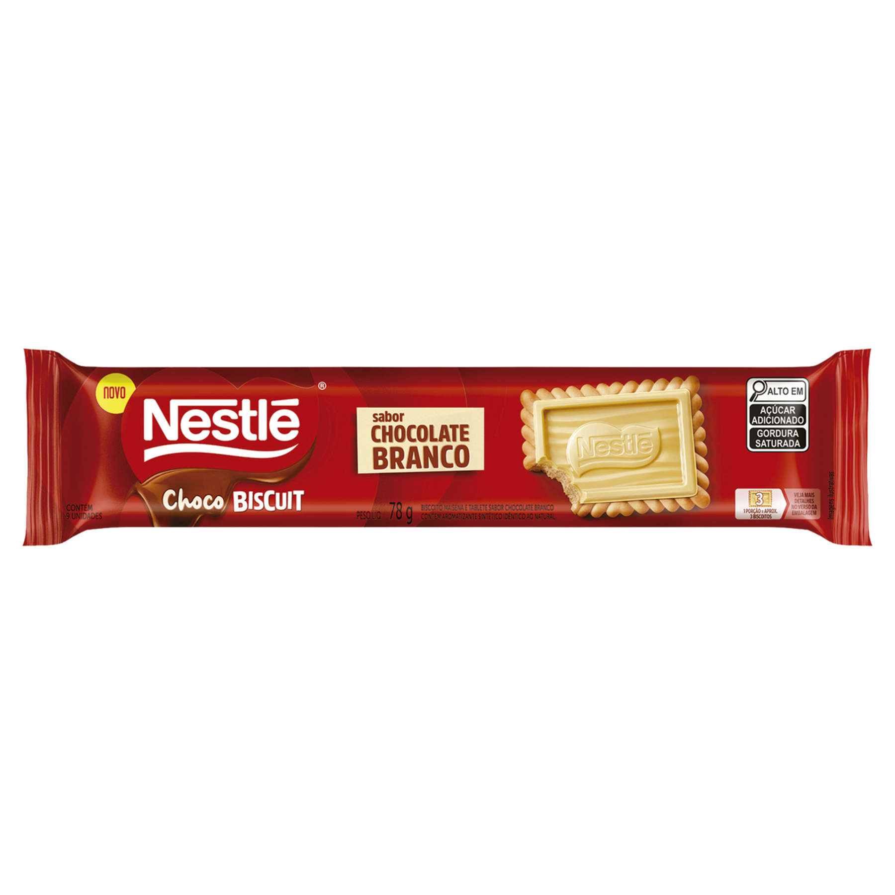 Biscoito com Chocolate Branco Choco Biscuit Nestl&eacute; Pacote 78g