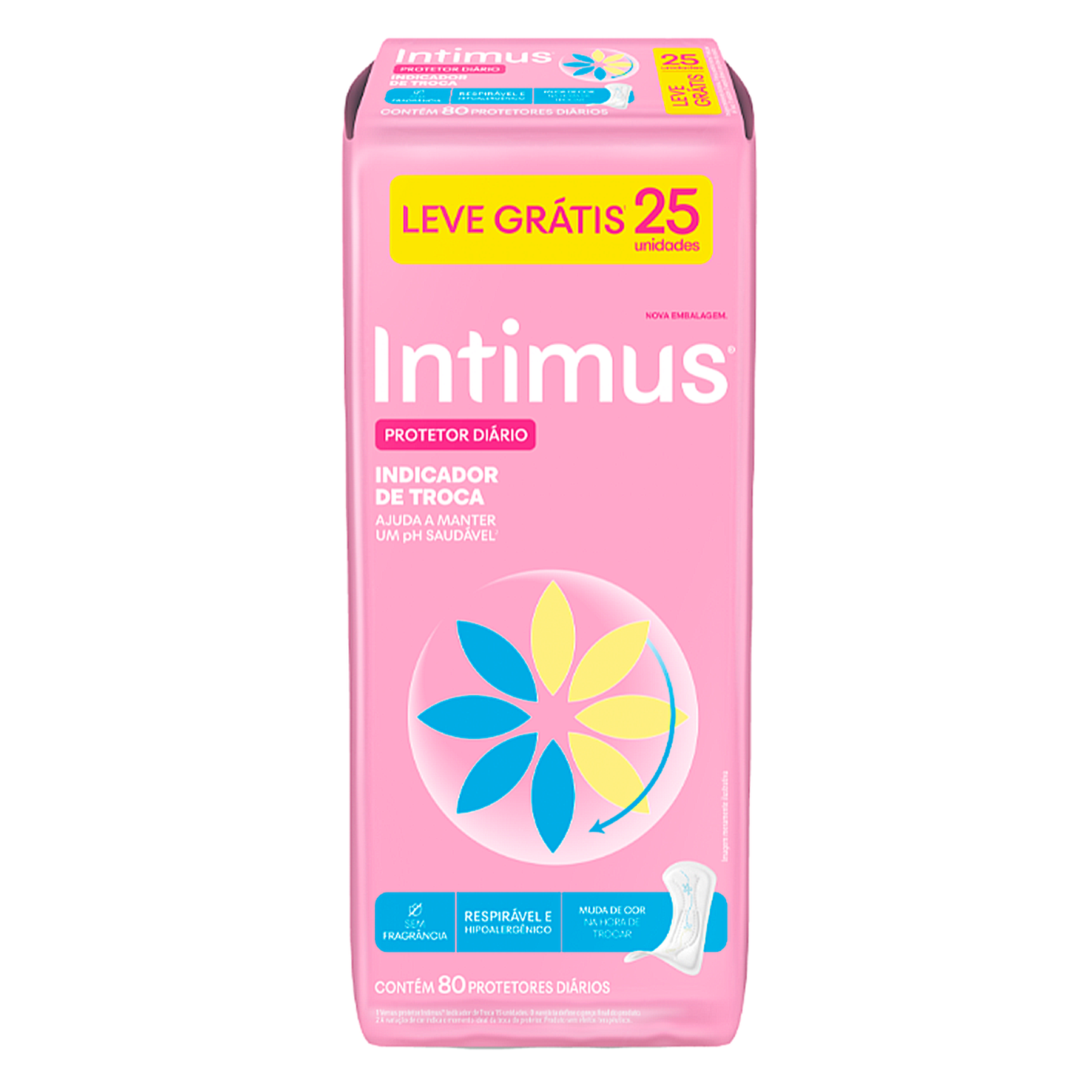 Protetor Di&aacute;rio sem Abas Indicador de Troca Intimus Pacote 80 Unidades