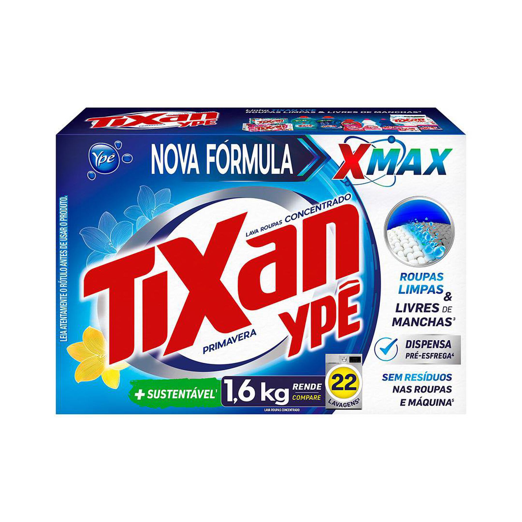 Sabão em Pó Concentrado Primavera Tixan Ypê Caixa 1,6kg