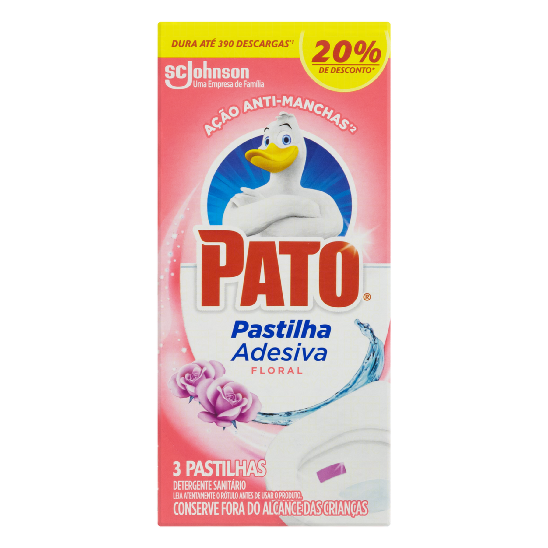 Detergente Sanitário Pastilha Adesiva Floral Pato C/3 Unidades