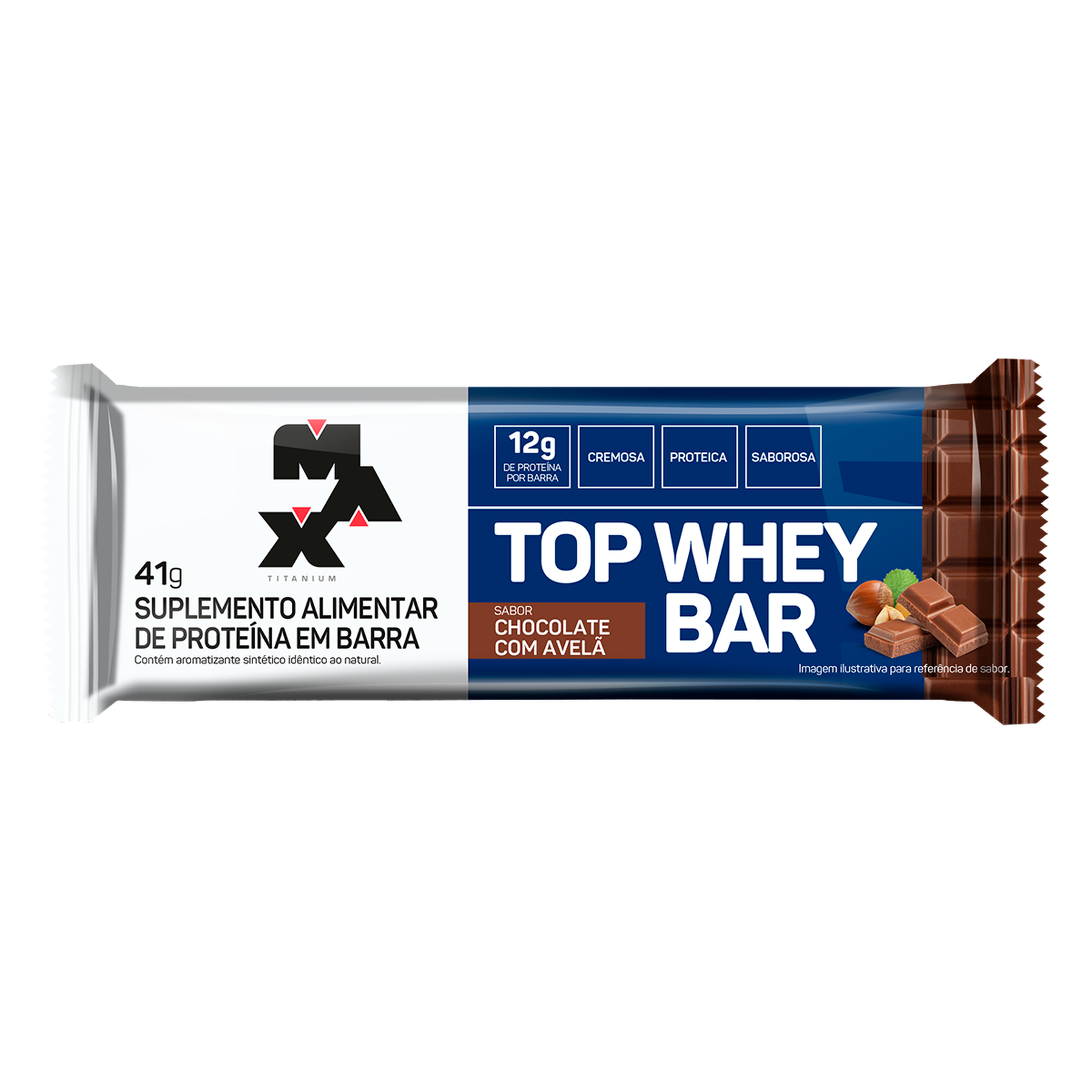 Suplemento Alimentar de Proteína em Barra Chocolate com Avelã Top Whey Bar Max Titanium 41g