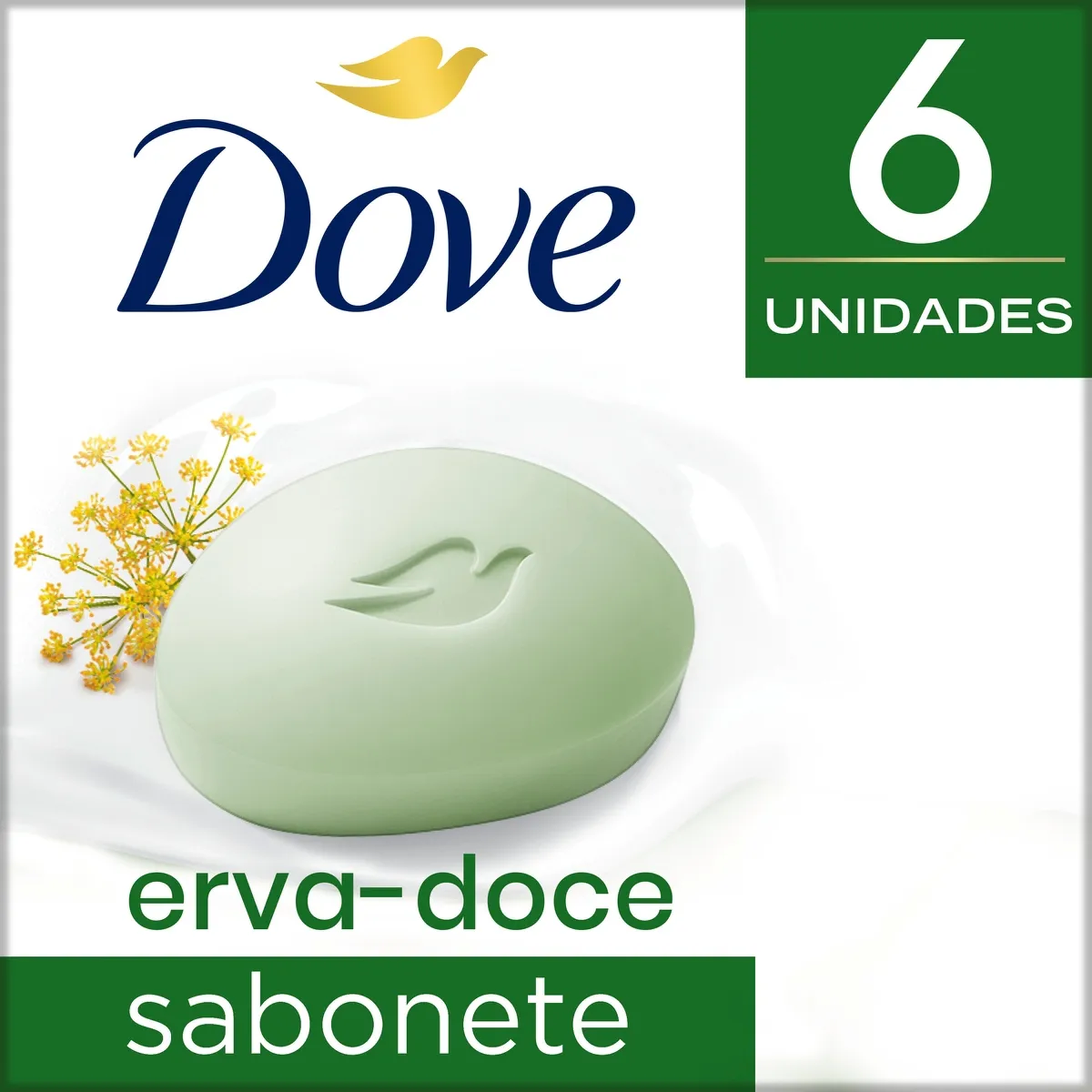 Sabonete em Barra Erva-Doce e Camomila Dove Envolt&oacute;rio 6x90g - Embalagem Leve Mais Pague Menos