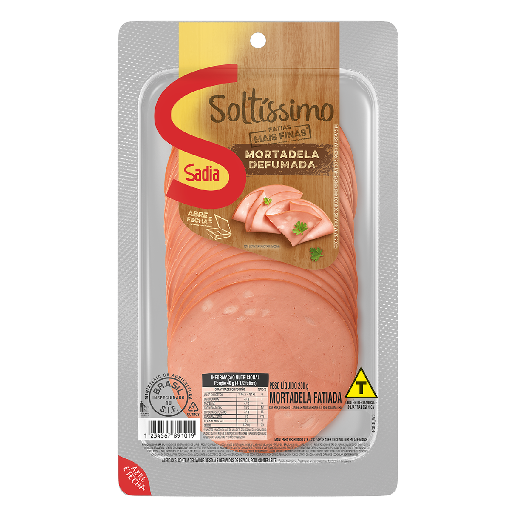 Mortadela Defumada Fatiada Solt&iacute;ssimo Sadia 200g&nbsp;