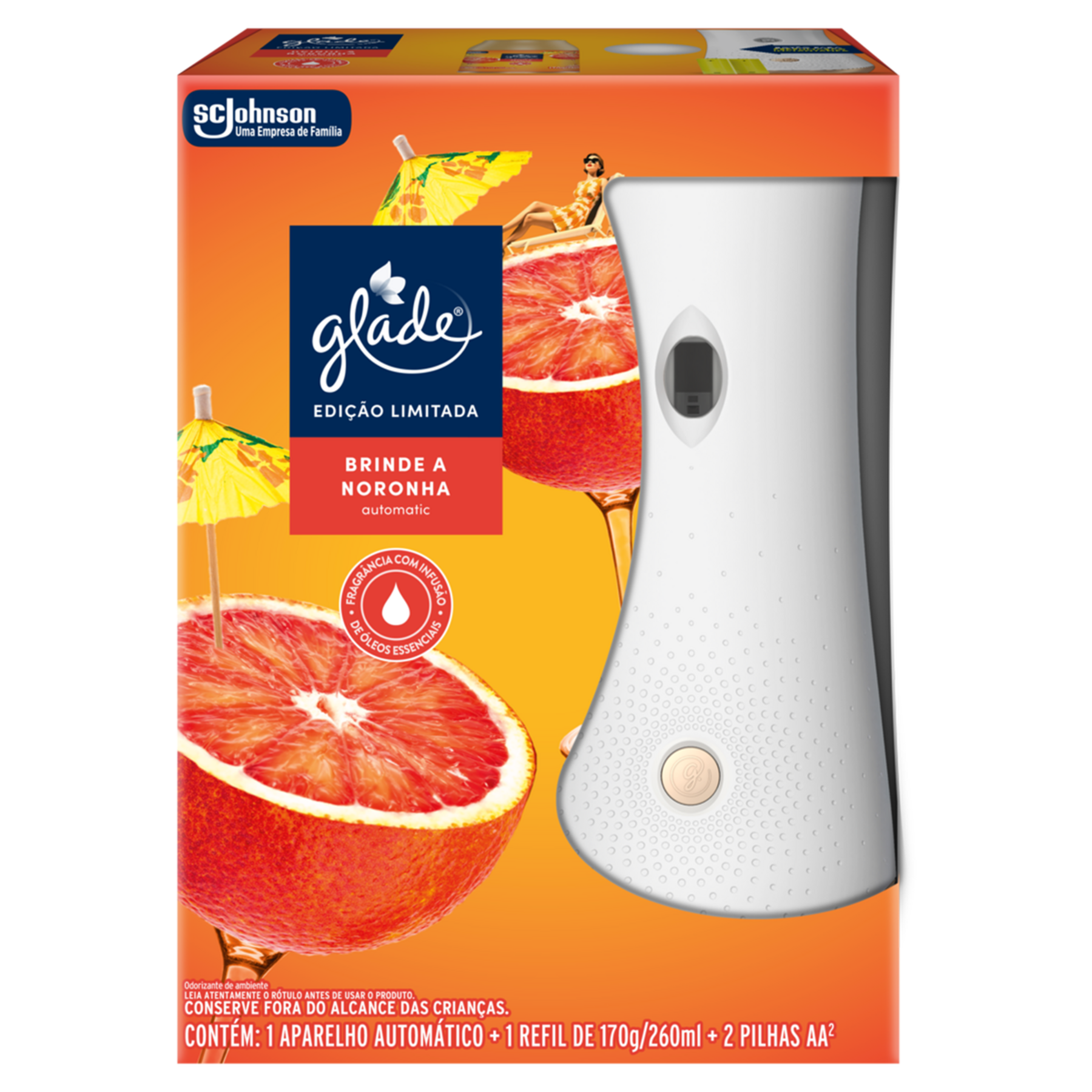 Aparelho e Odorizador de Ambiente Brinde a Noronha Glade Automatic Caixa 260ml Spray Refil