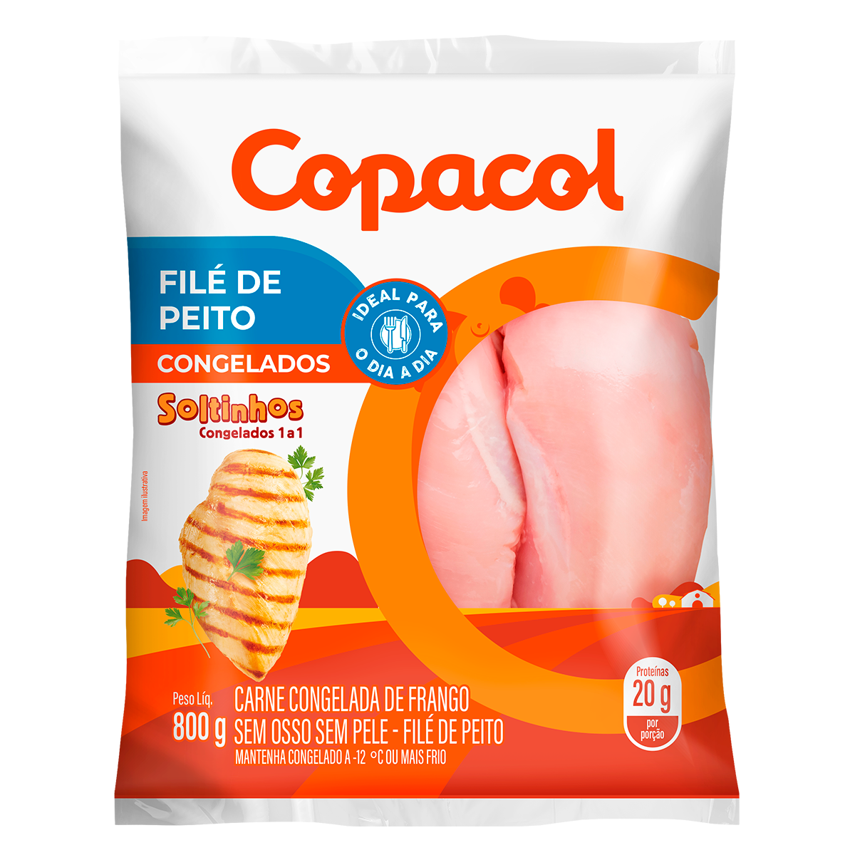 Fil&eacute; de Peito de Frango Congelado Copacol Pacote 800g