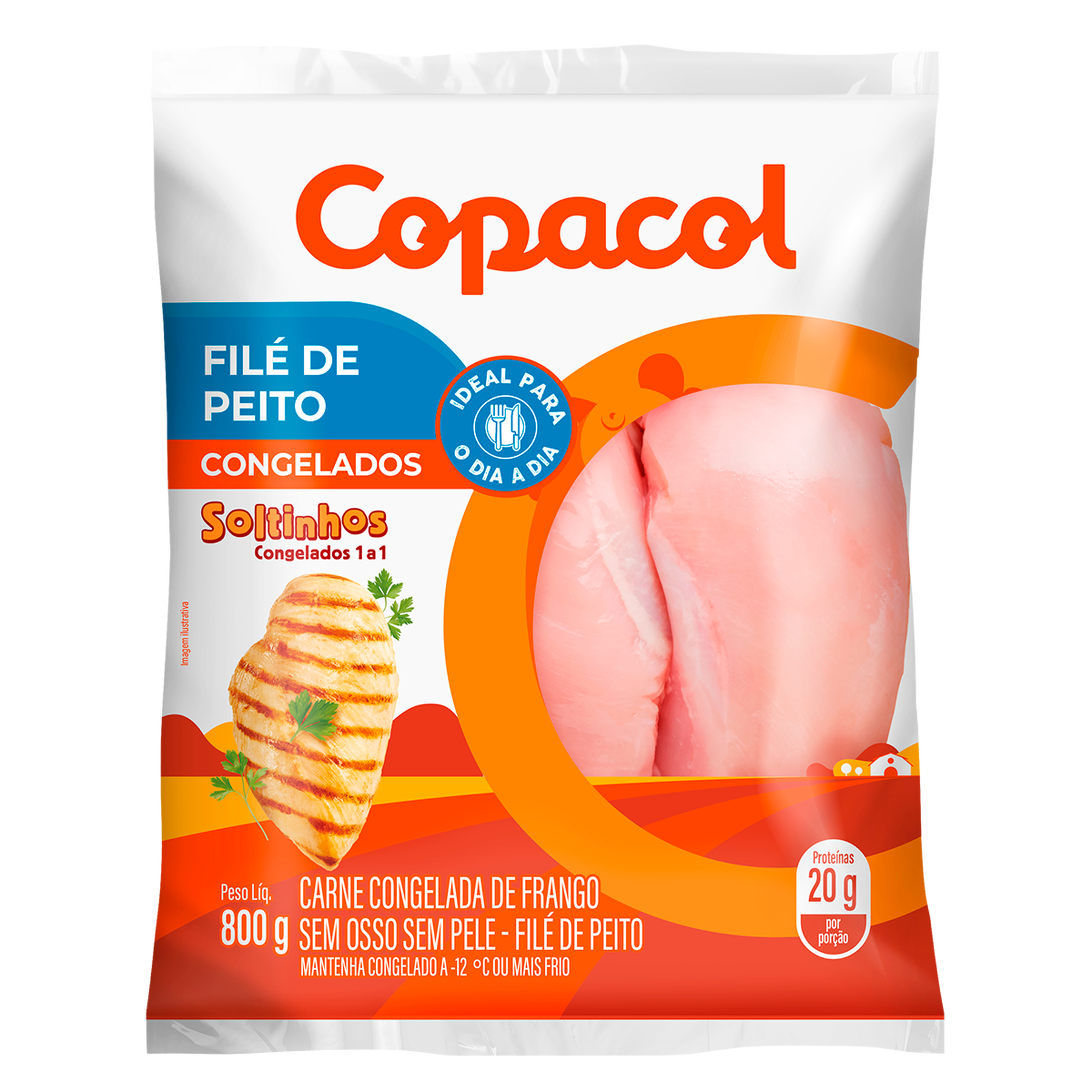 Fil&eacute; de Peito de Frango Congelado Copacol Pacote 800g