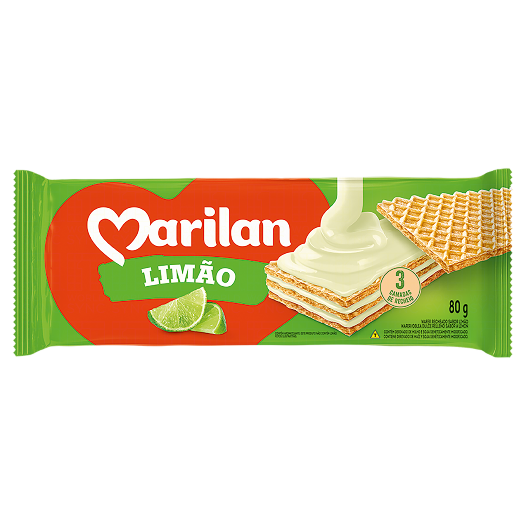 Biscoito Wafer Recheio Limão Marilan Pacote 80g