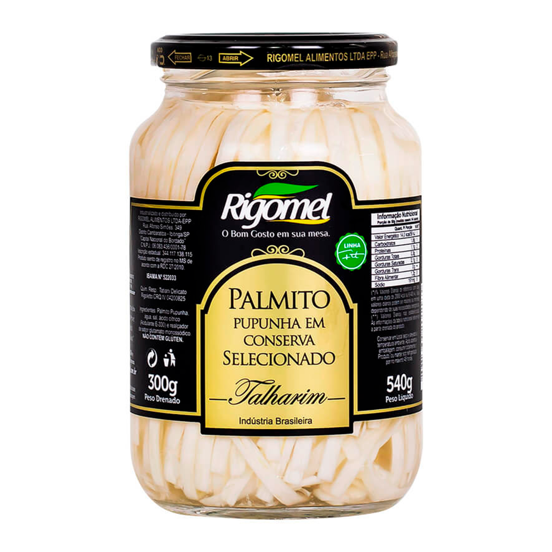Palmito Pupunha Talharim Rigomel Vidro 300g