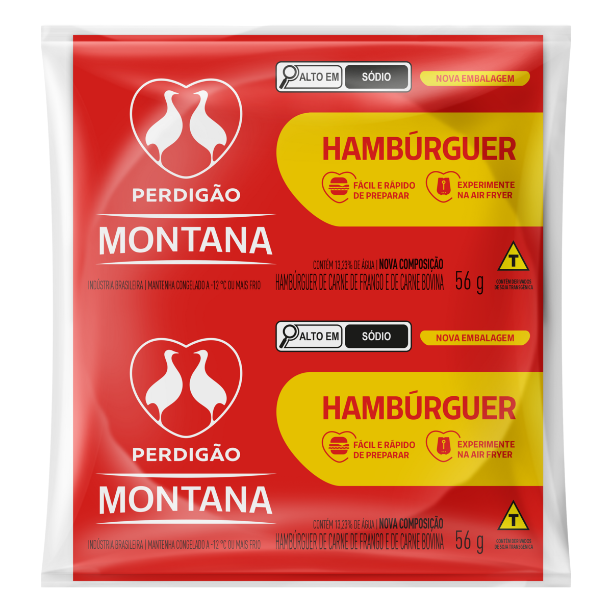 Hamb&uacute;rguer de Carne de Frango e Bovina Perdig&atilde;o Montana Pacote 56g