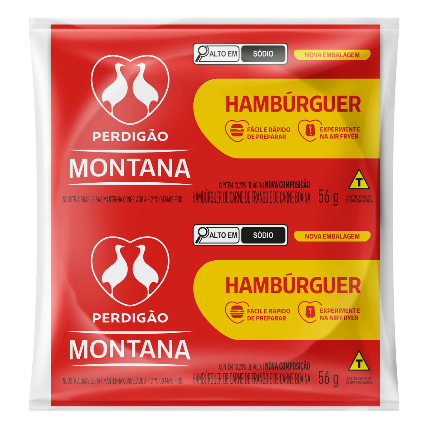 Hamb&uacute;rguer de Carne de Frango e Bovina Perdig&atilde;o Montana Pacote 56g