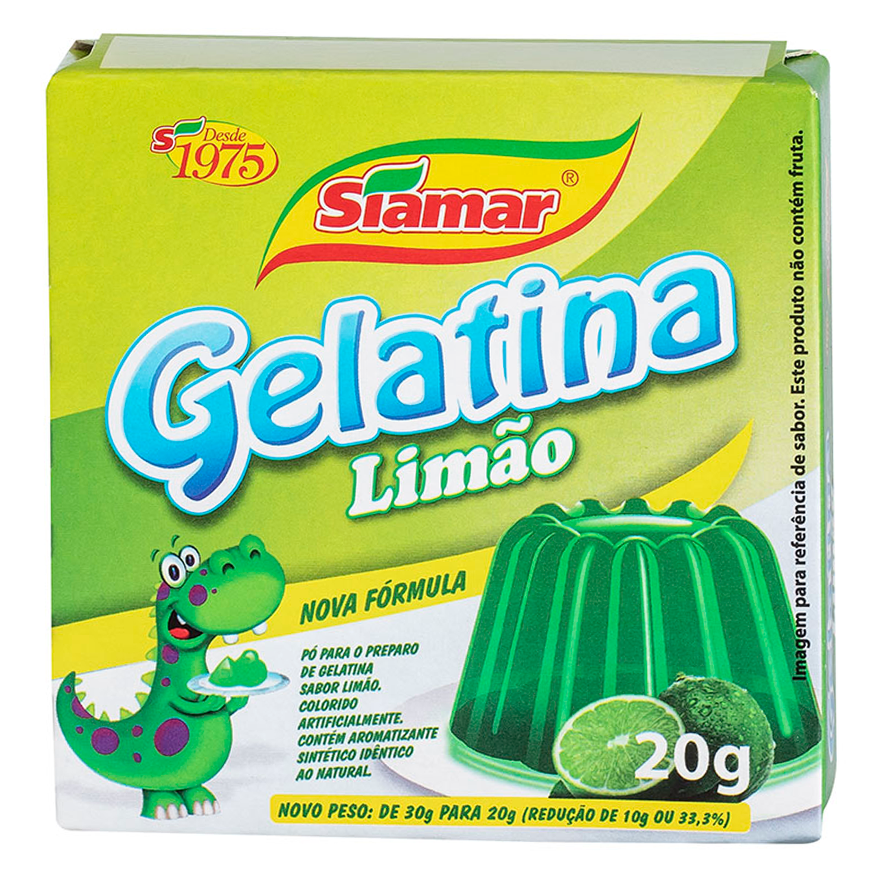 Gelatina em P&oacute; Lim&atilde;o Siamar Caixa 20g