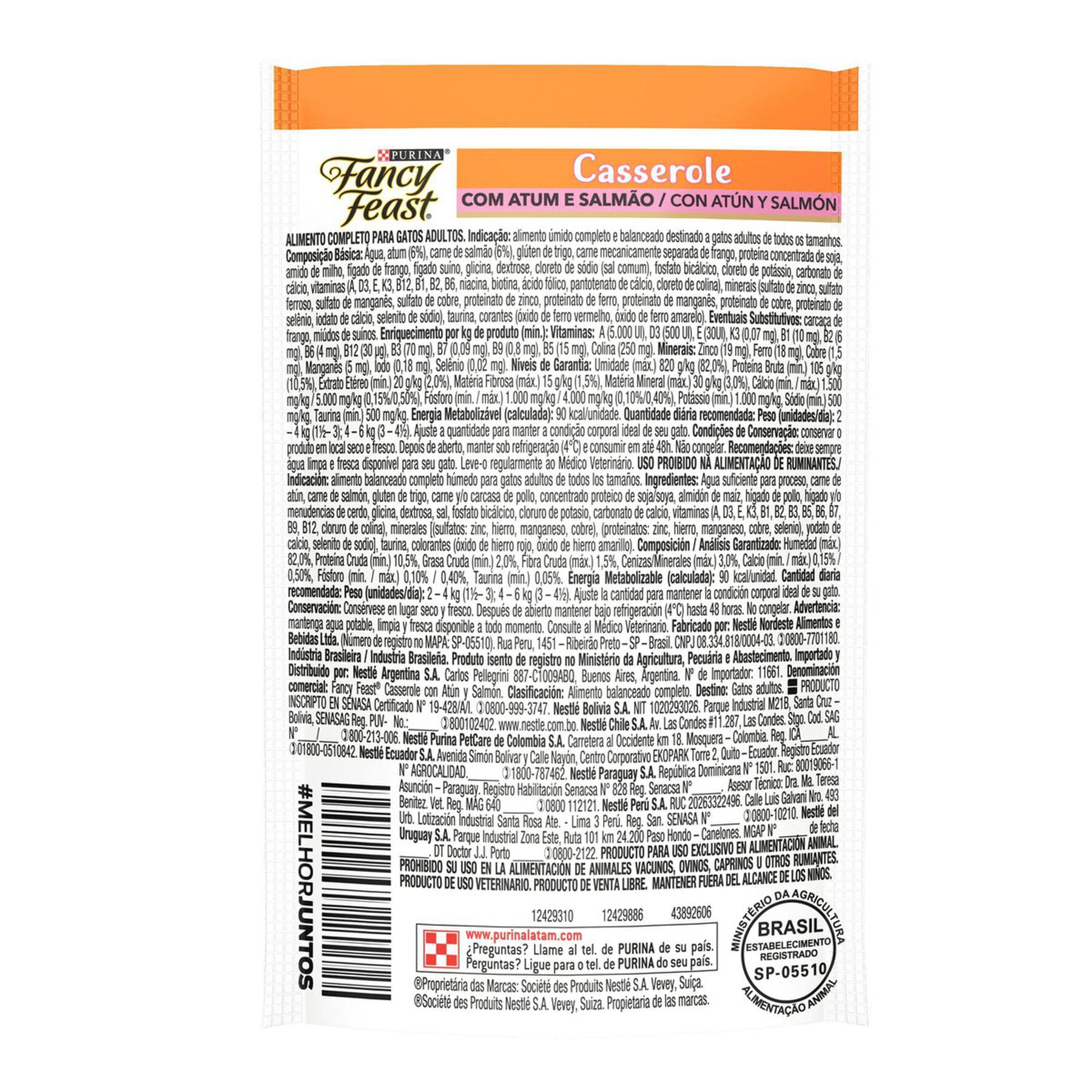 Alimento para Gatos Adultos Casserole com Atum e Salmão Fancy Feast Purina Sachê 85g
