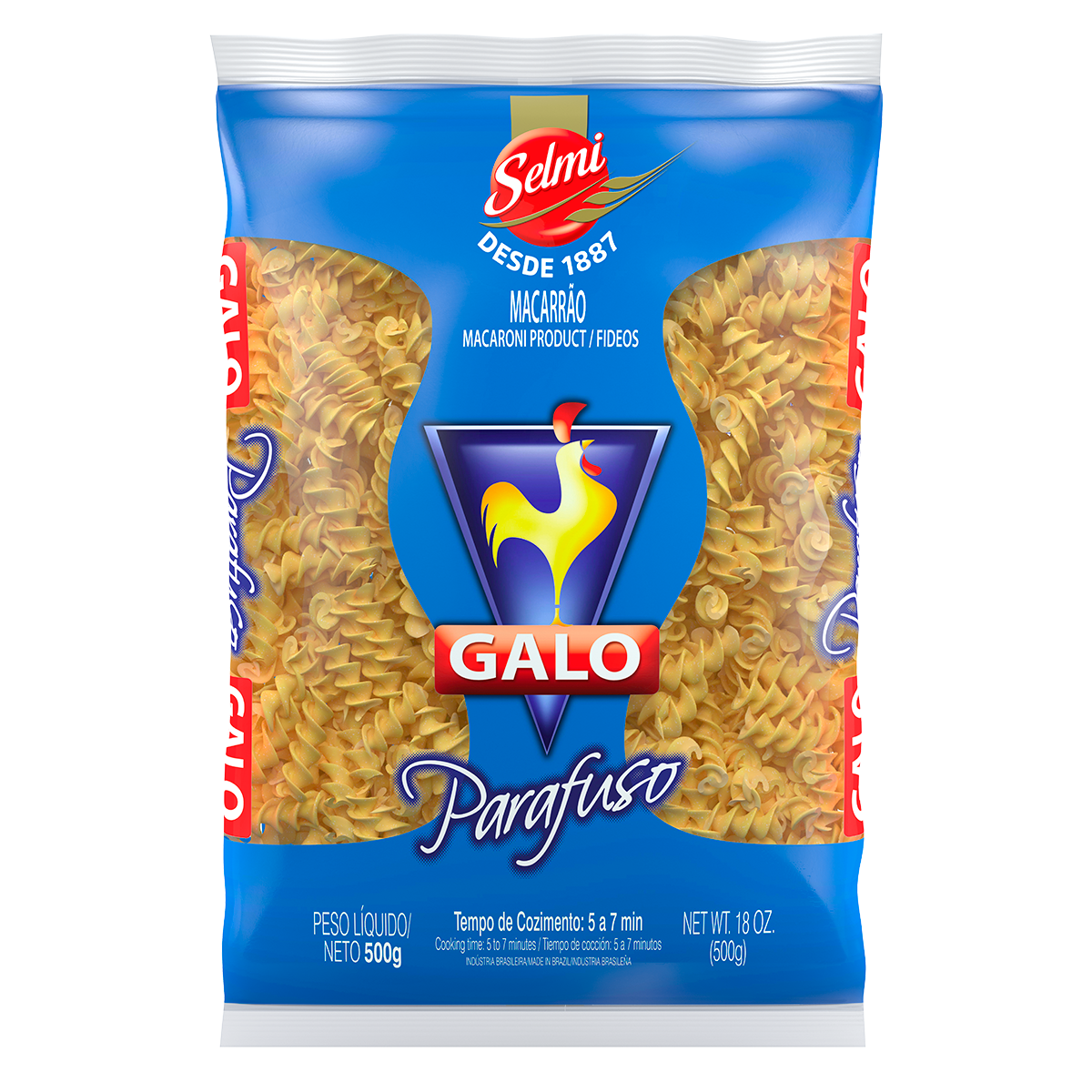 Macarr&atilde;o Semolado Parafuso&nbsp;Galo Pacote 500g