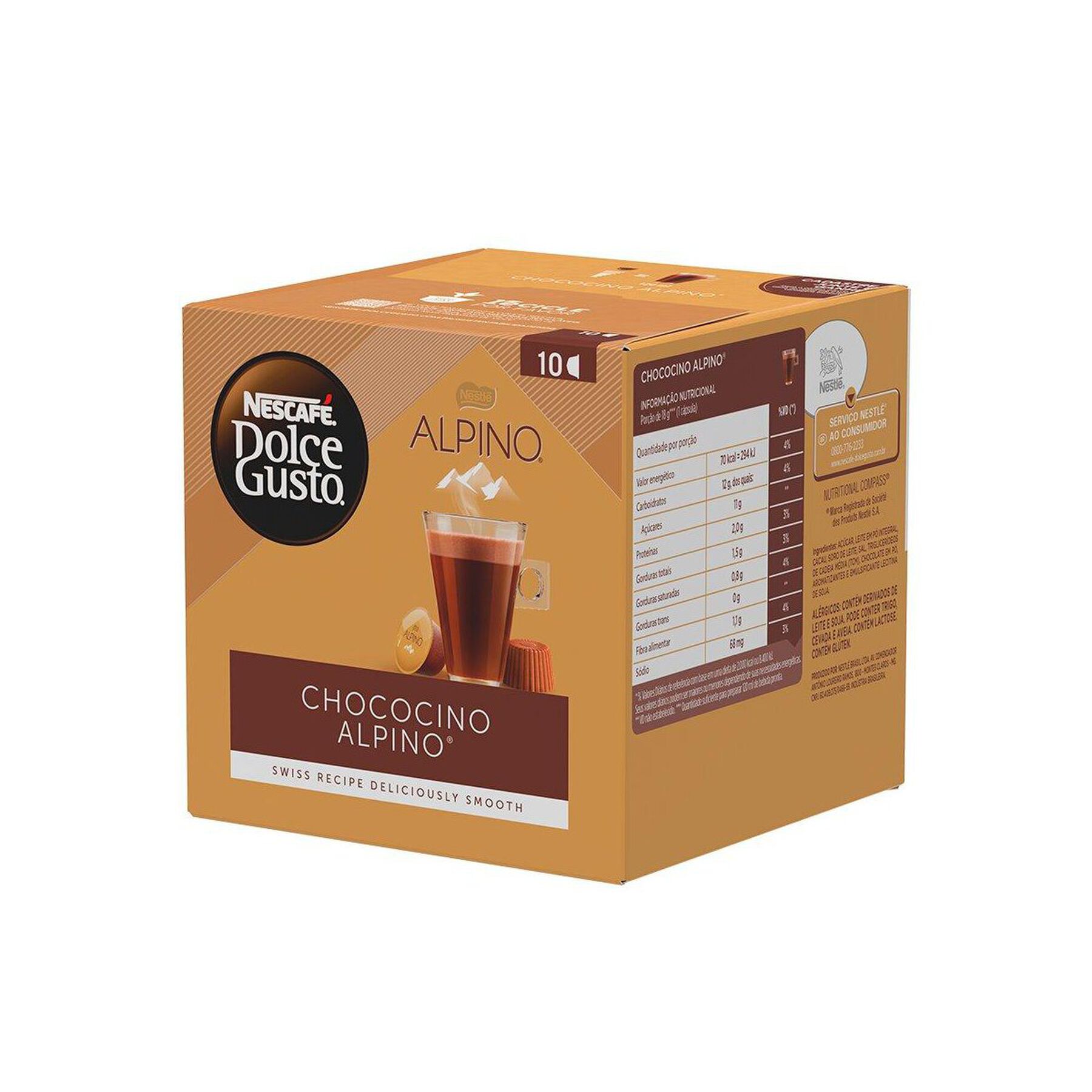Chococino em C&aacute;psula Alpino Dolce Gusto Nescaf&eacute; Caixa C/10 Unidades