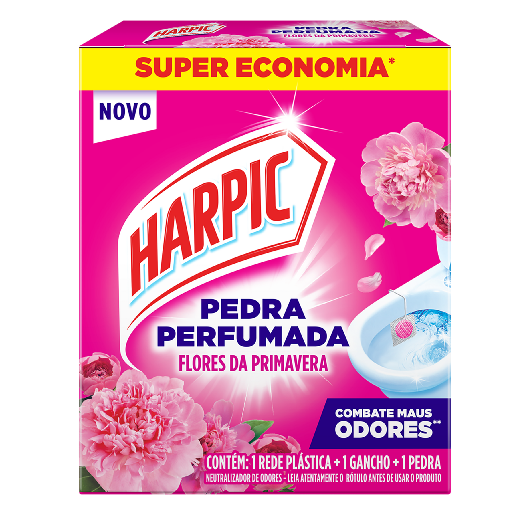 Neutralizador de Odores Pedra Perfumada Flores da Primavera Harpic Caixa - Embalagem Super Economia