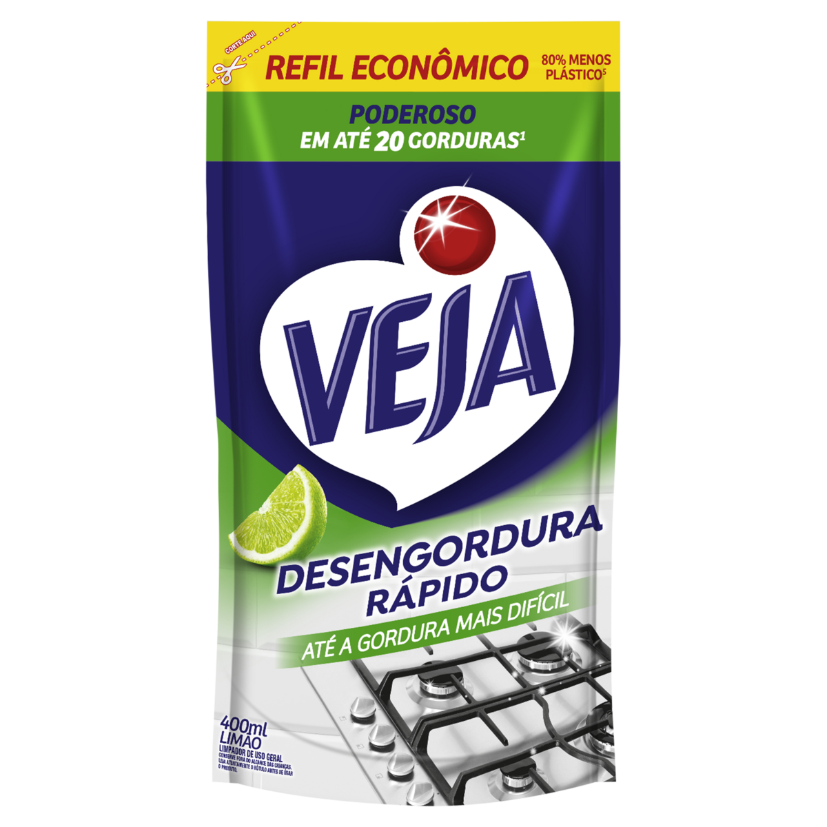 Limpador Desengordurante Lim&atilde;o Veja Sach&ecirc; 400ml - Refil Econ&ocirc;mico