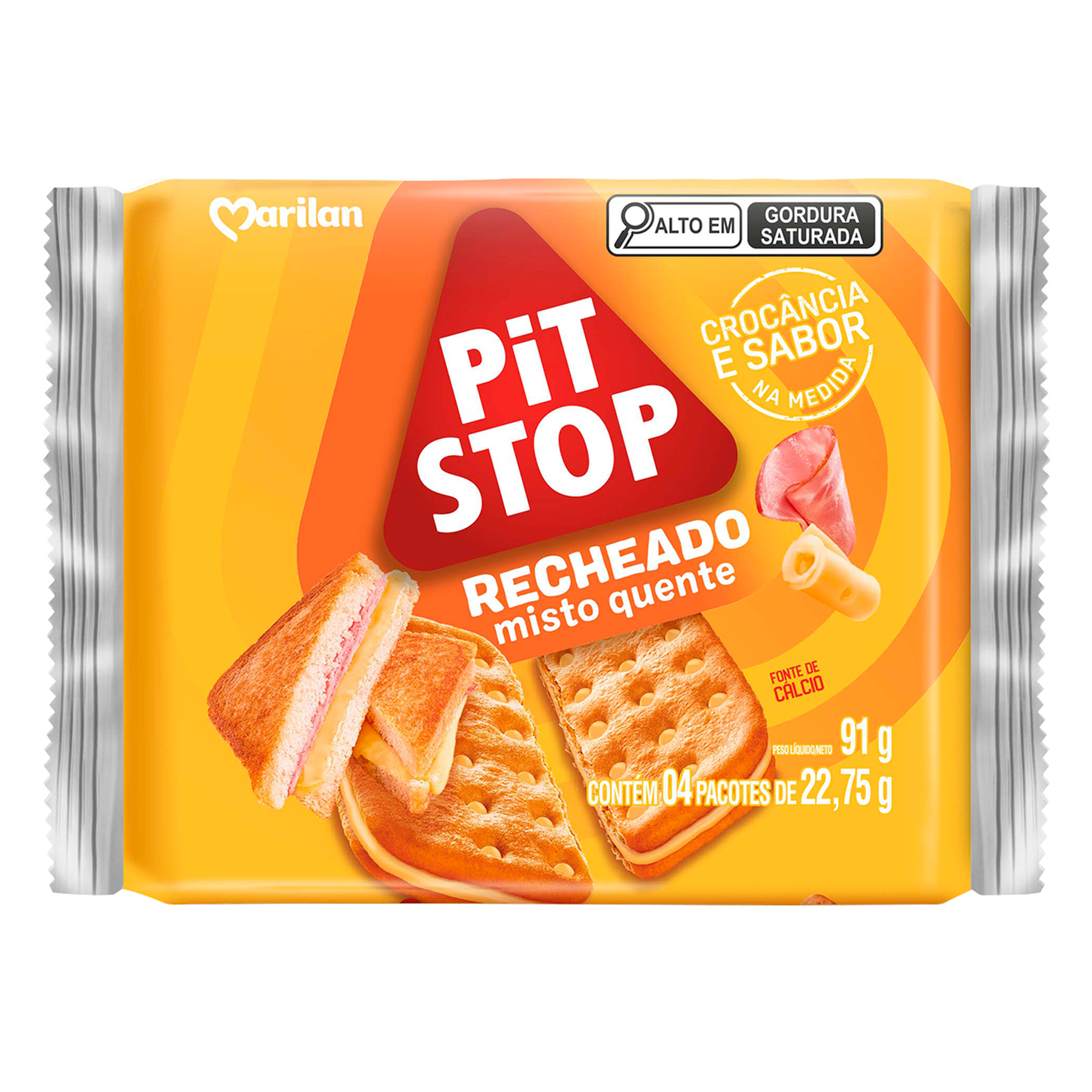 Biscoito Recheio Misto Quente Pit Stop Marilan Pacote 91g C/4 Unidades