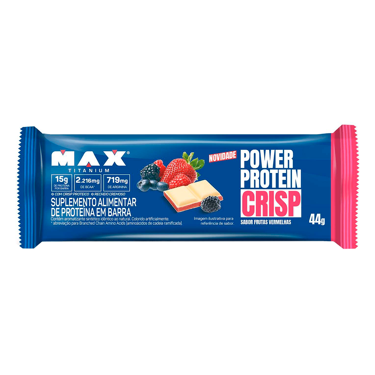 Suplemento Alimentar de Prote&iacute;na em Barra Frutas Vermelhas Power Protein Crisp Max Titanium 44g