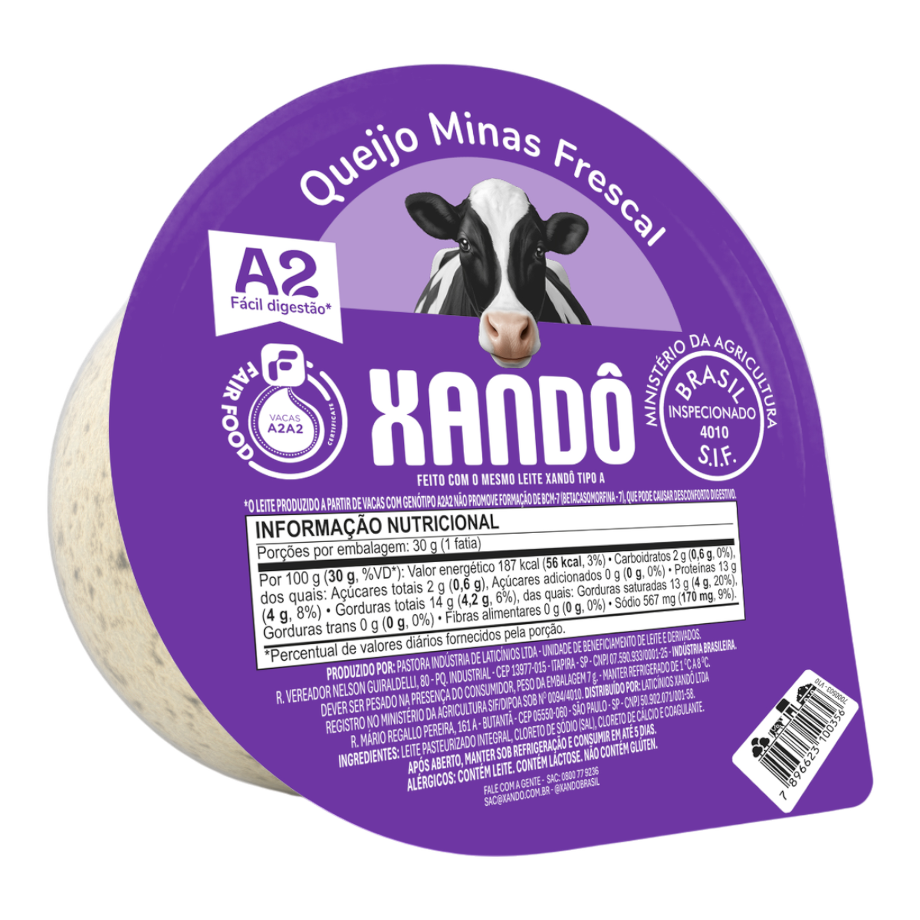 Queijo Minas Frescal Xand&ocirc; Tipo A2 Pote aprox. 400g