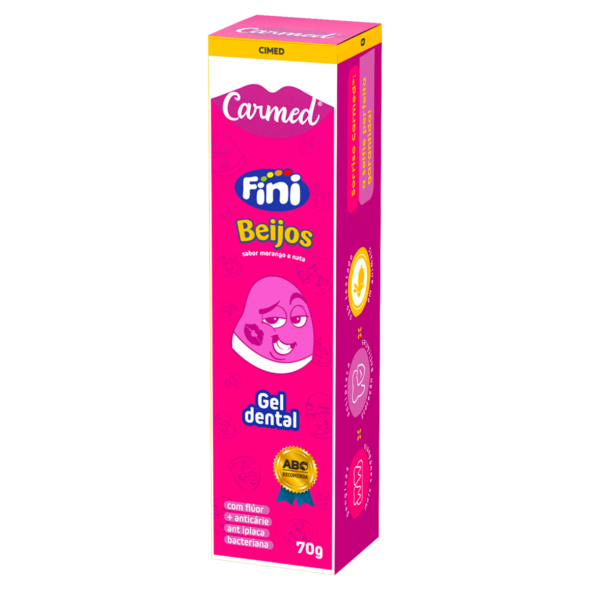 Gel Dental Infantil com Fl&uacute;or Fini Beijos Carmed Caixa 70g